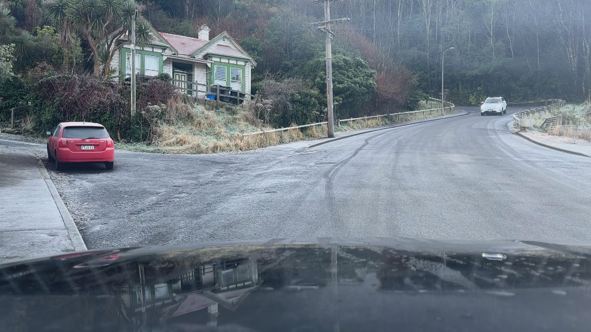 Icy roads in Dunedin on July 2 