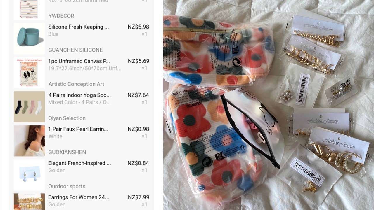Items Ella has bought on Temu.