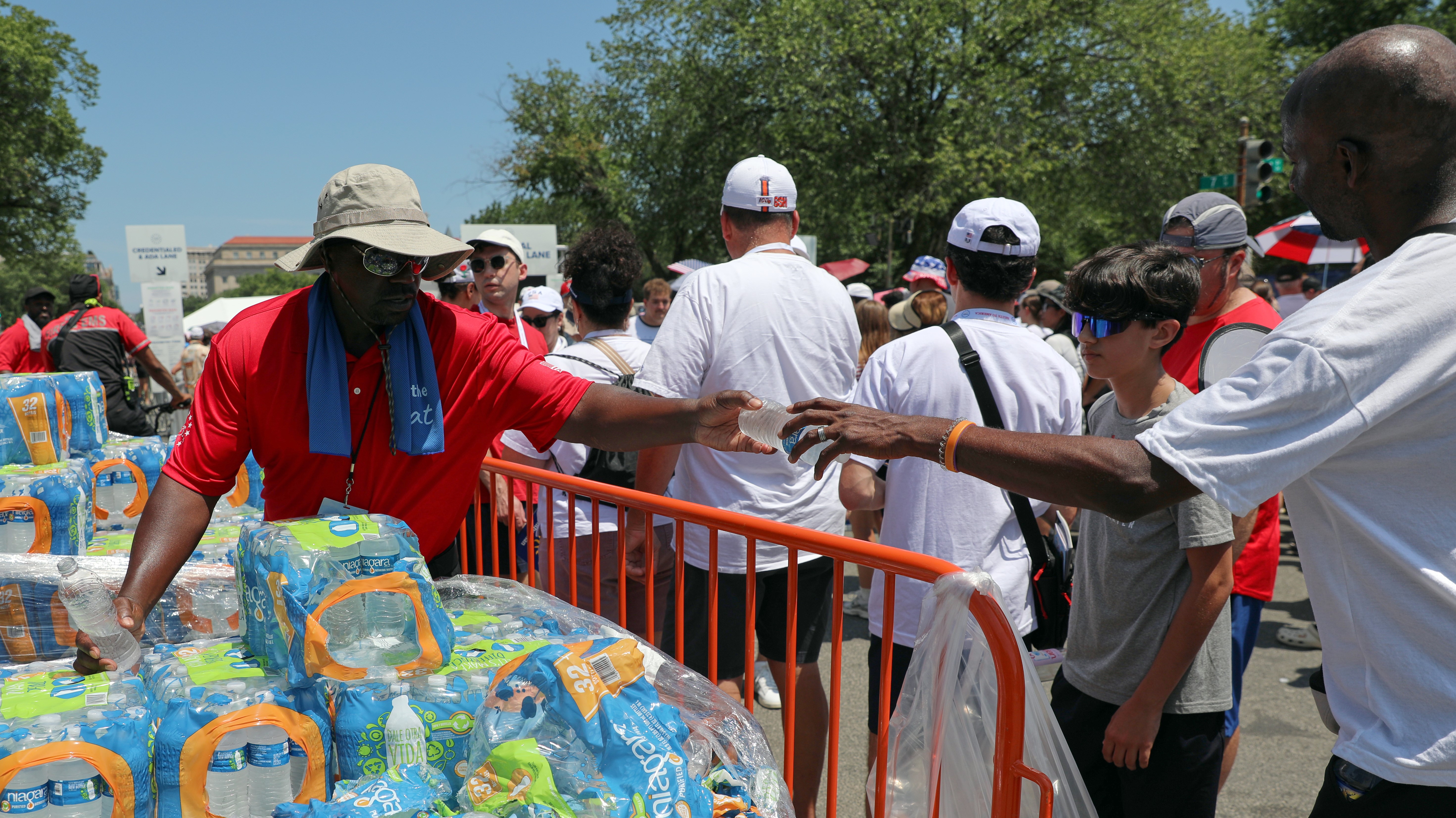 Free water was handed out at the National Mall in Washington.