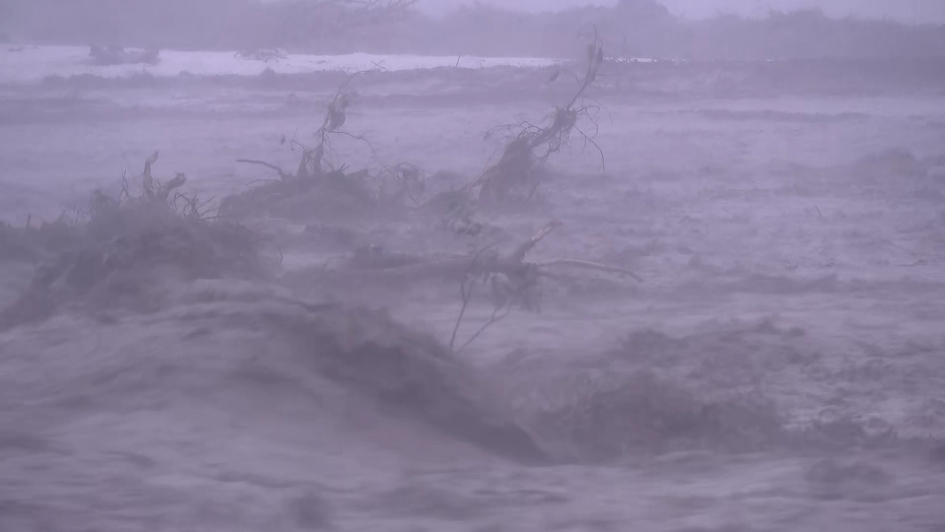 Debris surges along the Kōwhai River.
