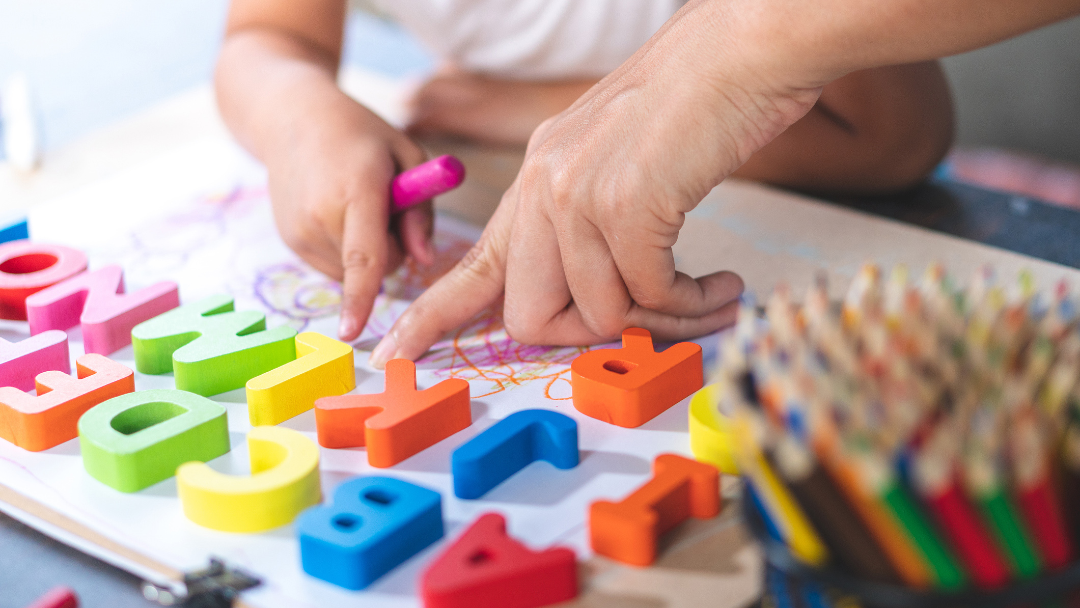 A child learning the alphabet (file image)