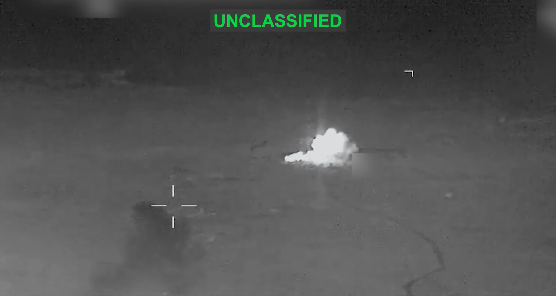 A screenshot from footage of a strike on Iran carried out by US forces shared on X. 