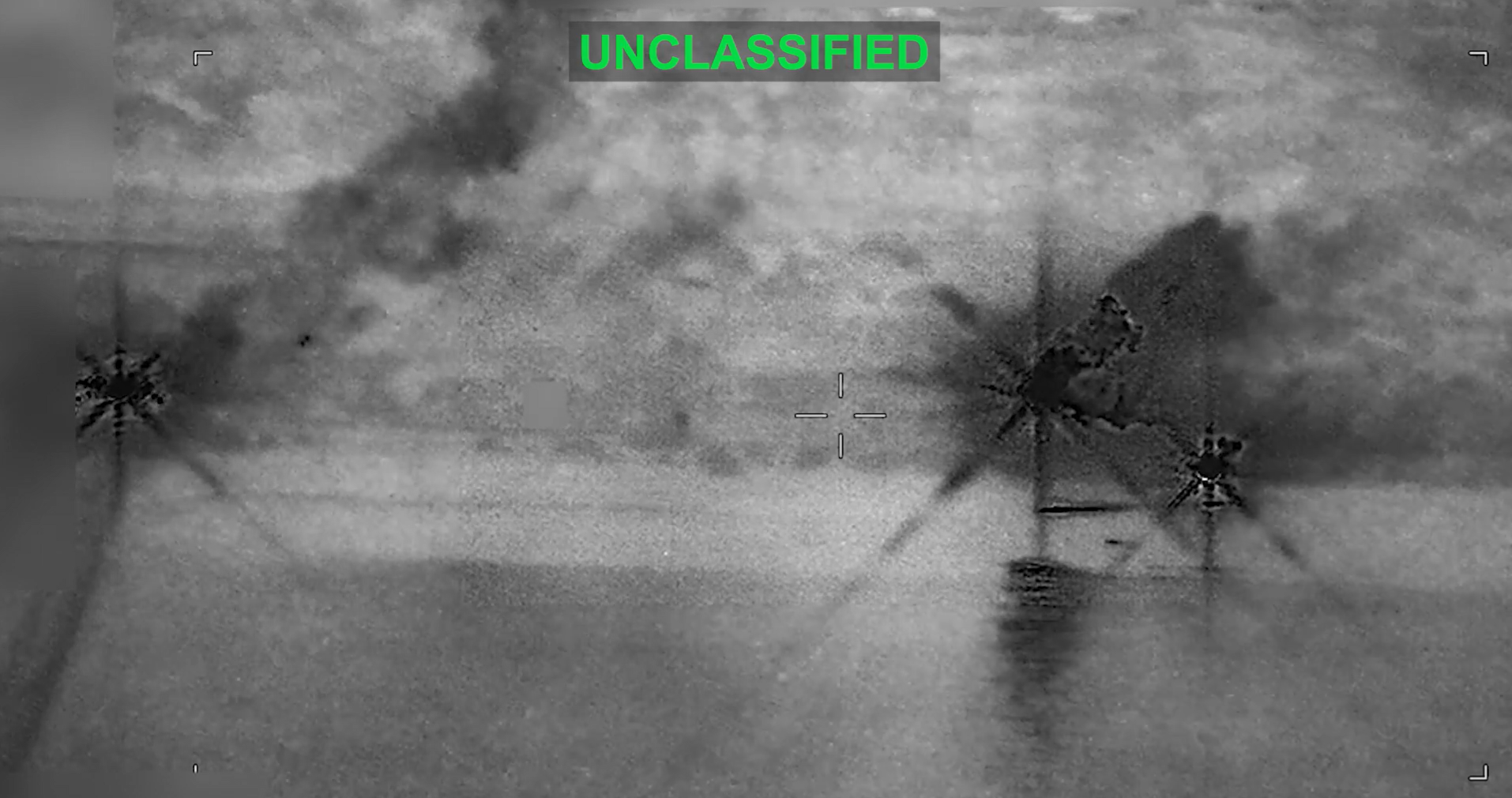A screenshot from footage of a strike on Iran carried out by US forces shared on X. 