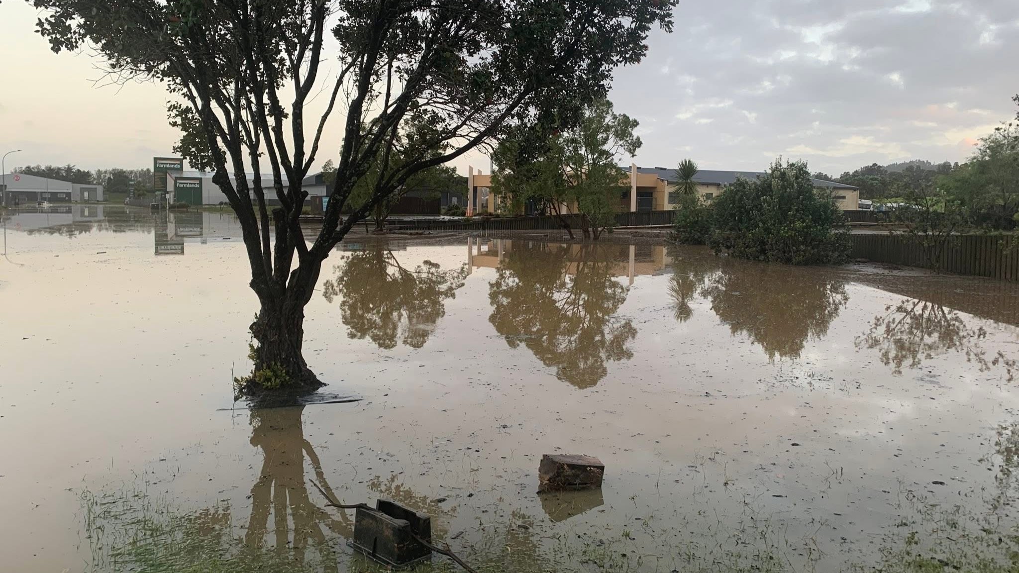 Flooding on North Park Drive in Kaitaia this morning.