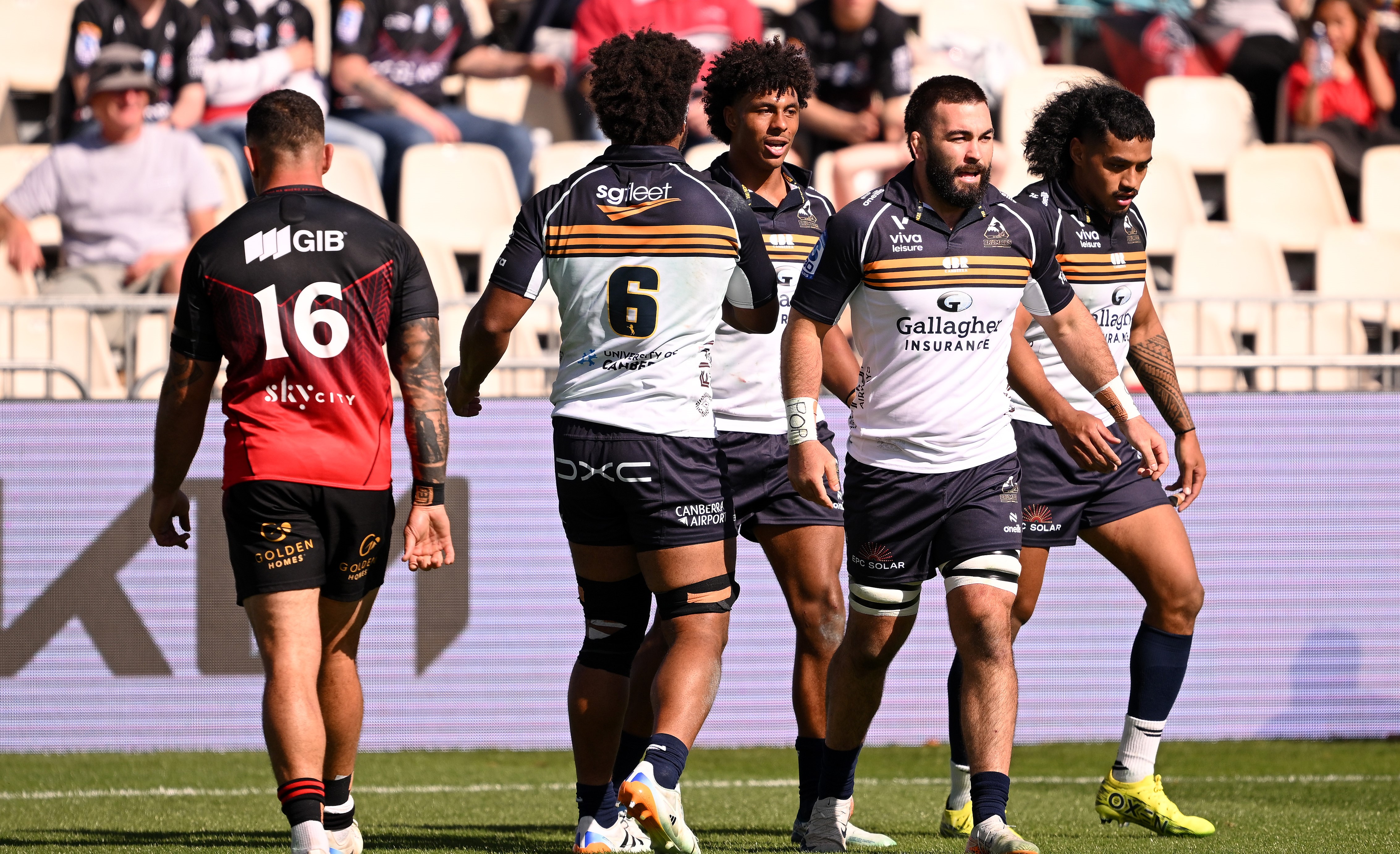 Codie Taylor trudges back to the tryline after the Crusaders concede another try to the Brumbies in Christchurch.