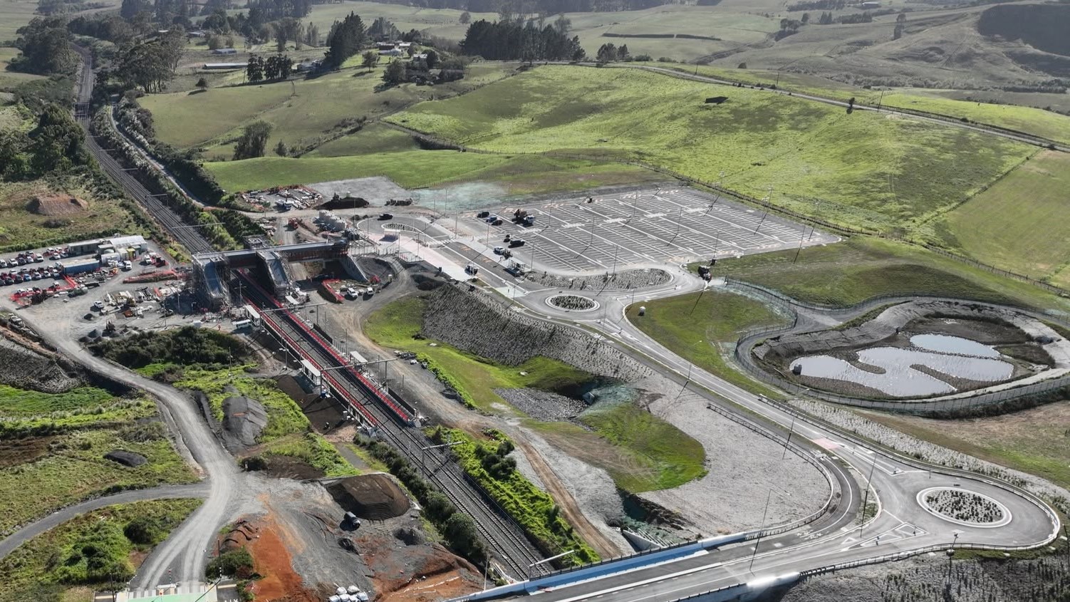 An aerial view of Paerātā station 