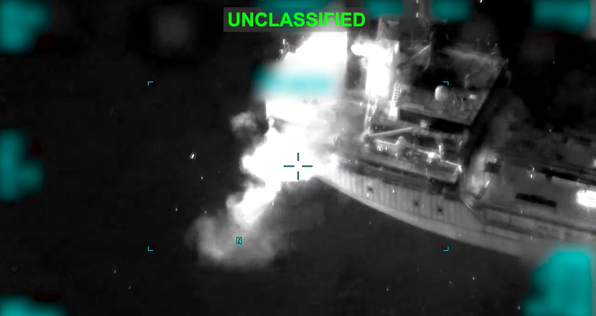 A merchant ship is fired on by US forces in the Gulf of Oman. 