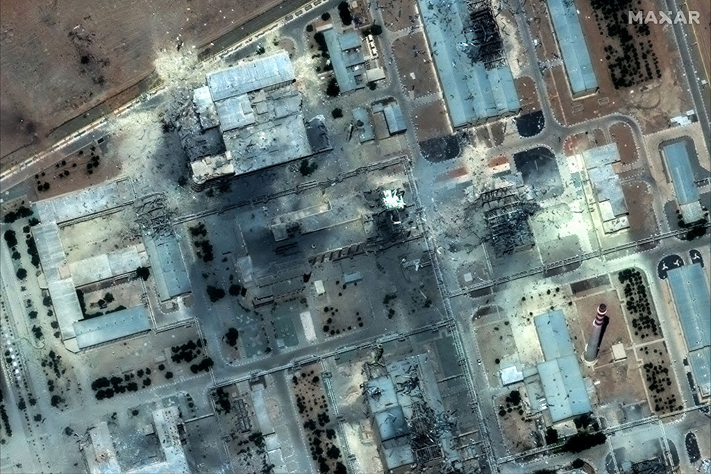 Maxar satellite image reveals multiple buildings damaged or destroyed at the Isfahan nuclear technology center after US airstrikes
