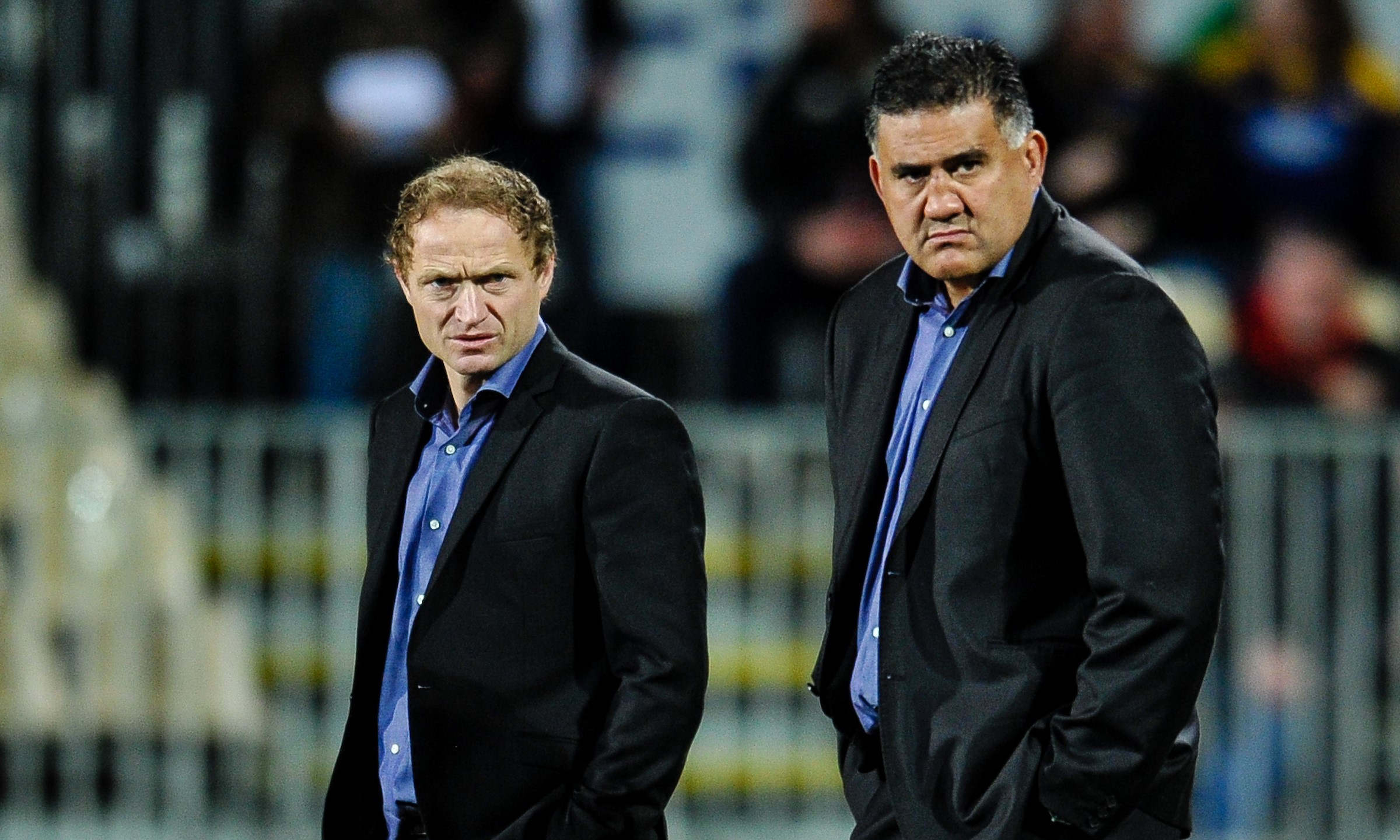 Jamie Joseph, right, and assistant Tony Brown - pictured in their roles at the Highlanders in 2014.