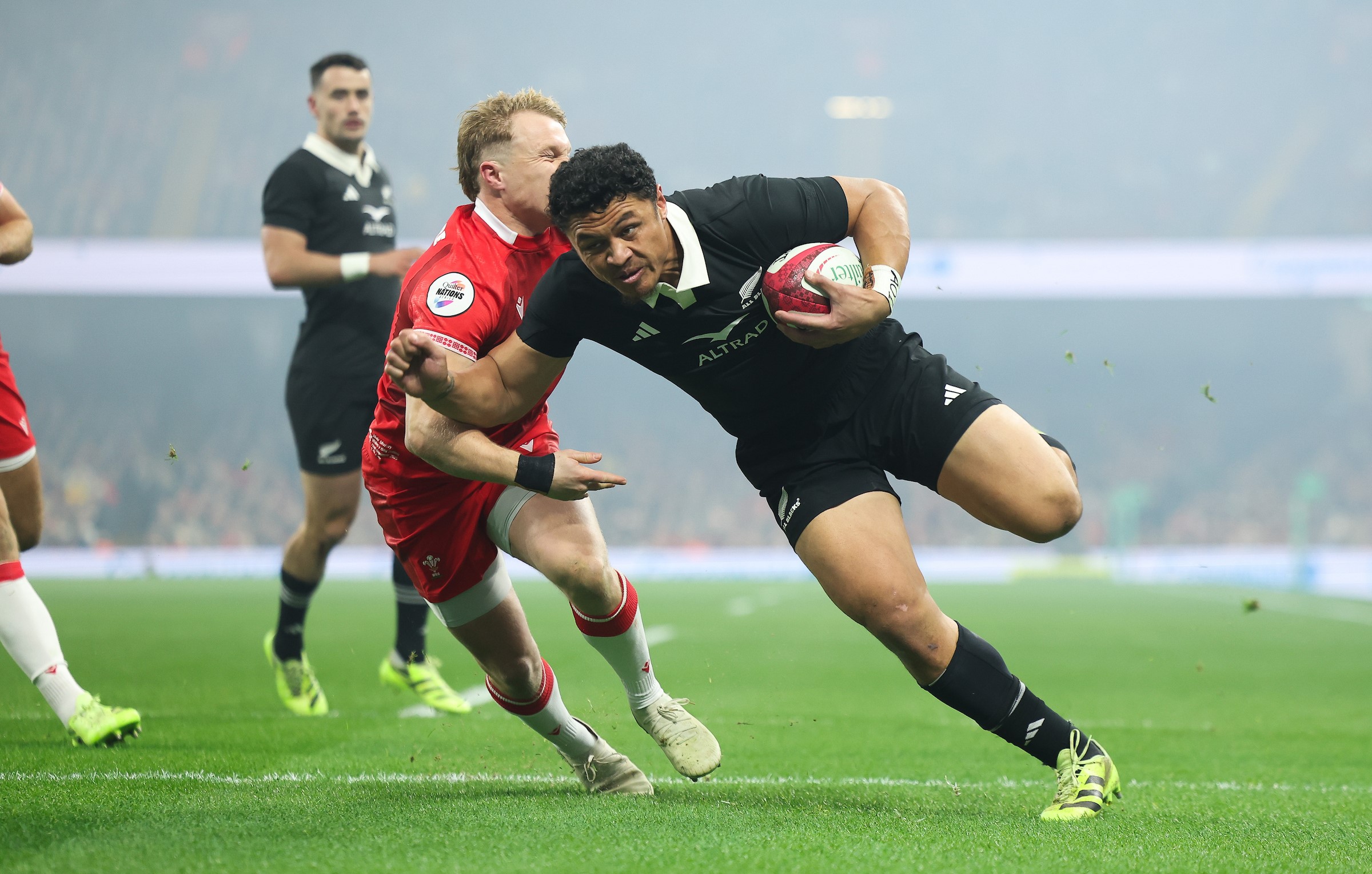 Caleb Clarke in action for the All Blacks against Wales in Cardiff last November.