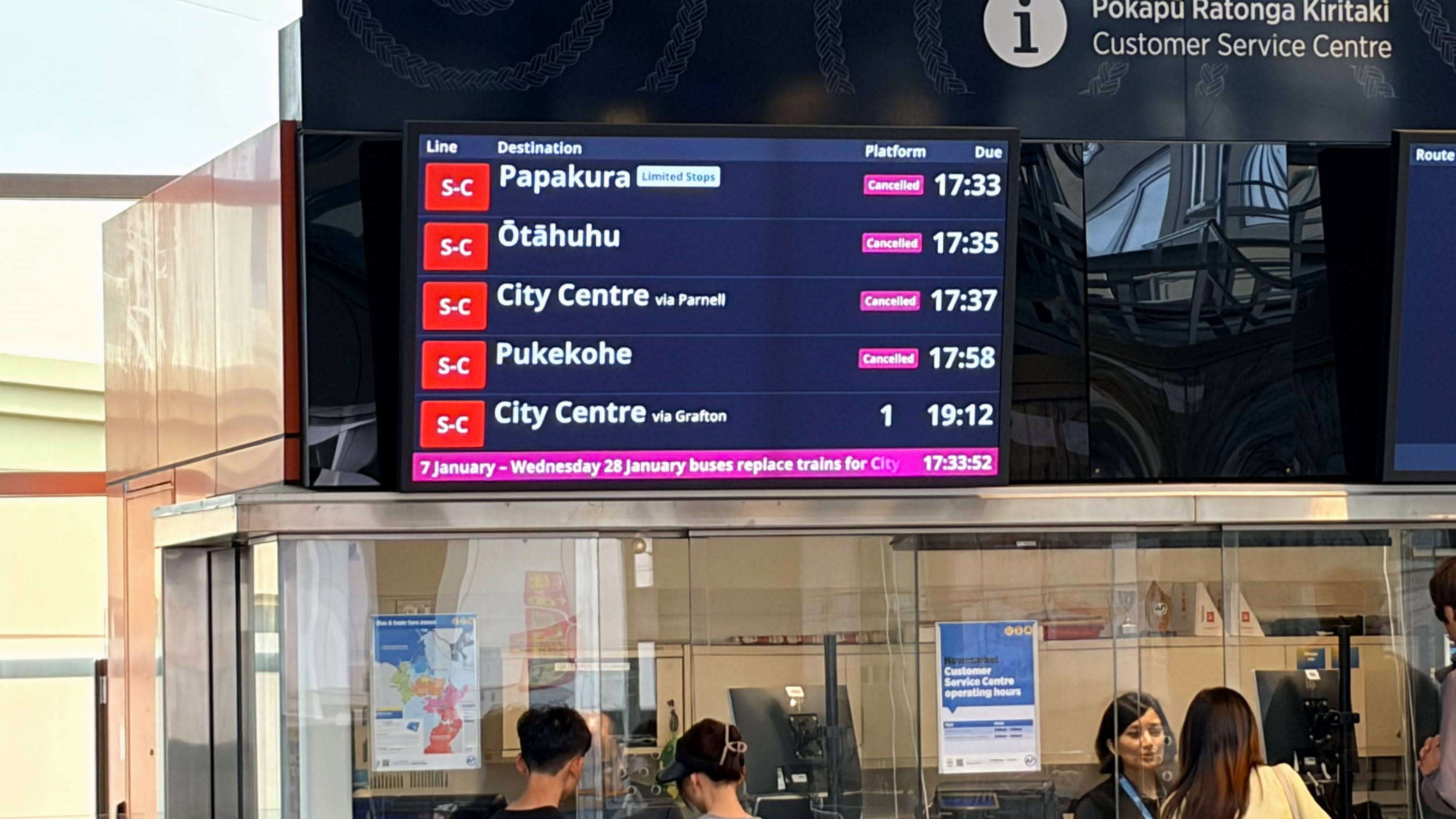 Cancelled services from January's timetable testing.