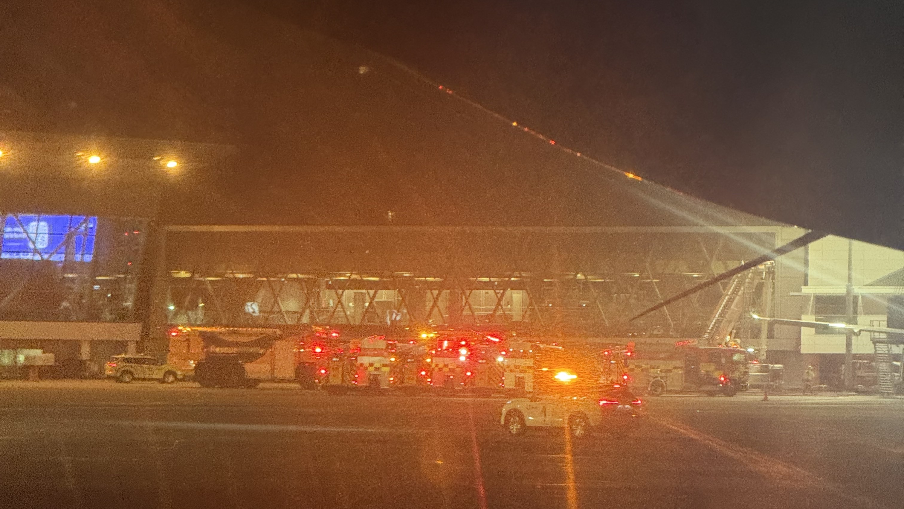 Emergency services on the tarmac at Wellington Airport.