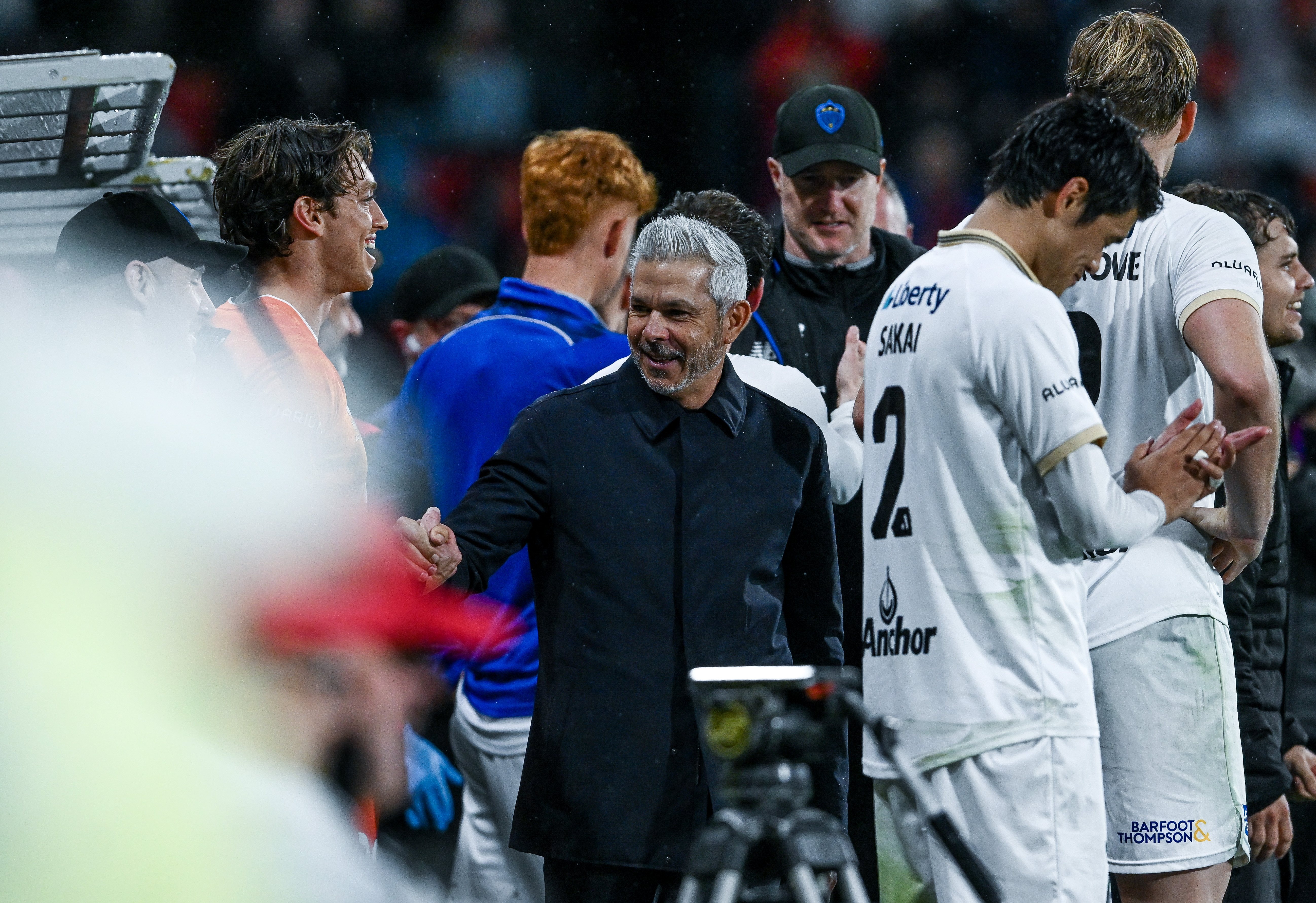 Steve Corica, Head Coach of Auckland celebrates during the Leg 2 of the A-League Men Elimination Final series between Adelaide United and Auckland FC at Coopers Stadium, on May 15, 2026, in Adelaide, Australia.