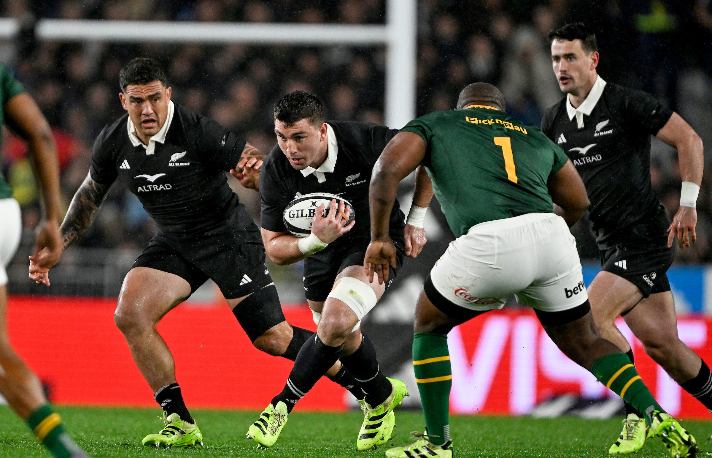 All Blacks loose forward Simon Parker carries the ball during his team's win over the Boks at Eden Park in September.