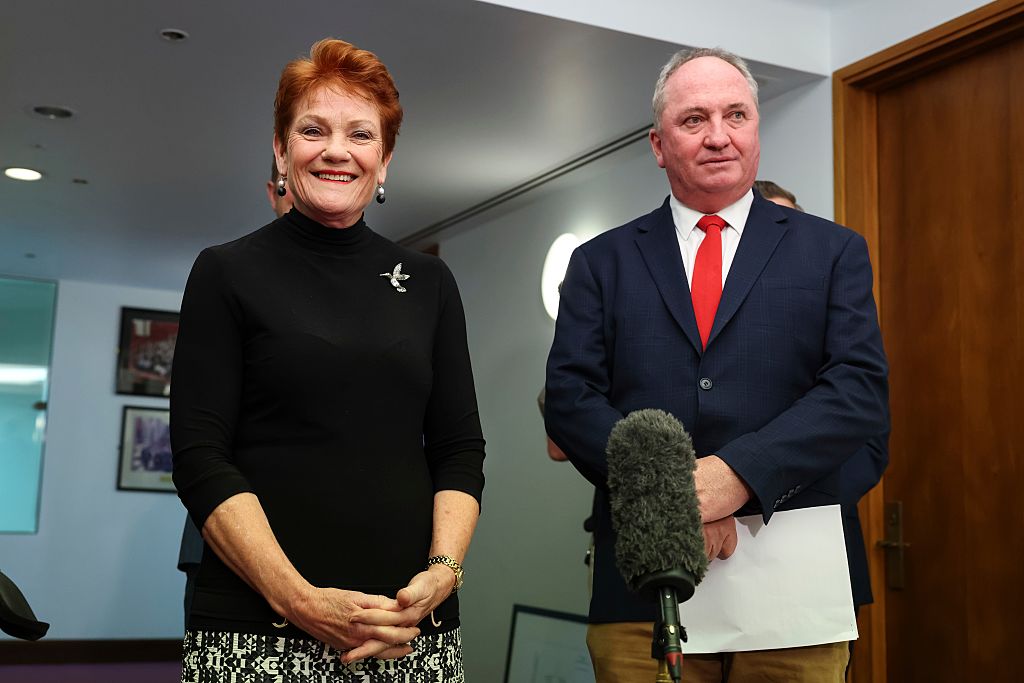 One Nation leader Senator Pauline Hanson and Member for New England Barnaby Joyce