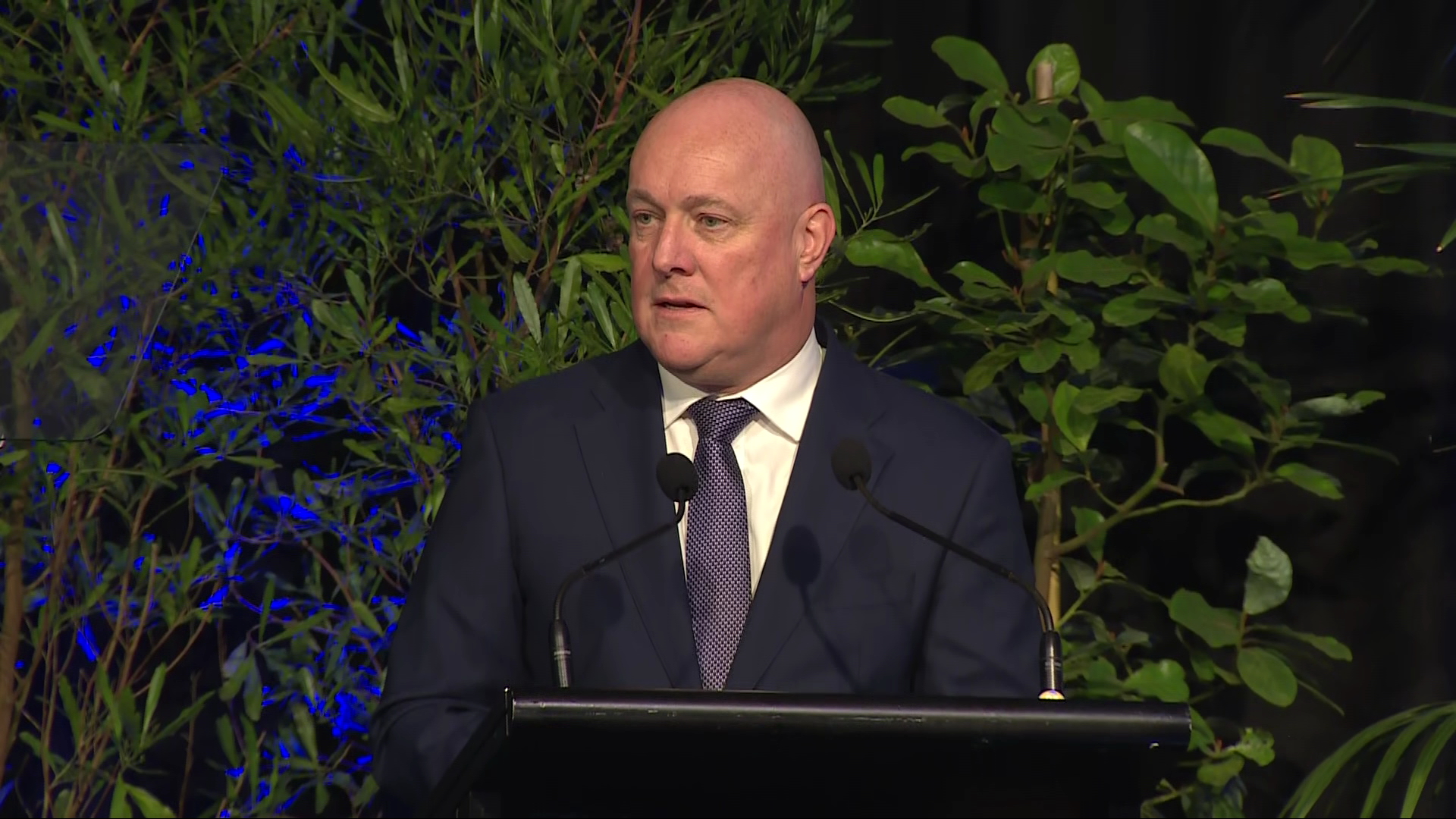 Christopher Luxon speaks in Auckland. 