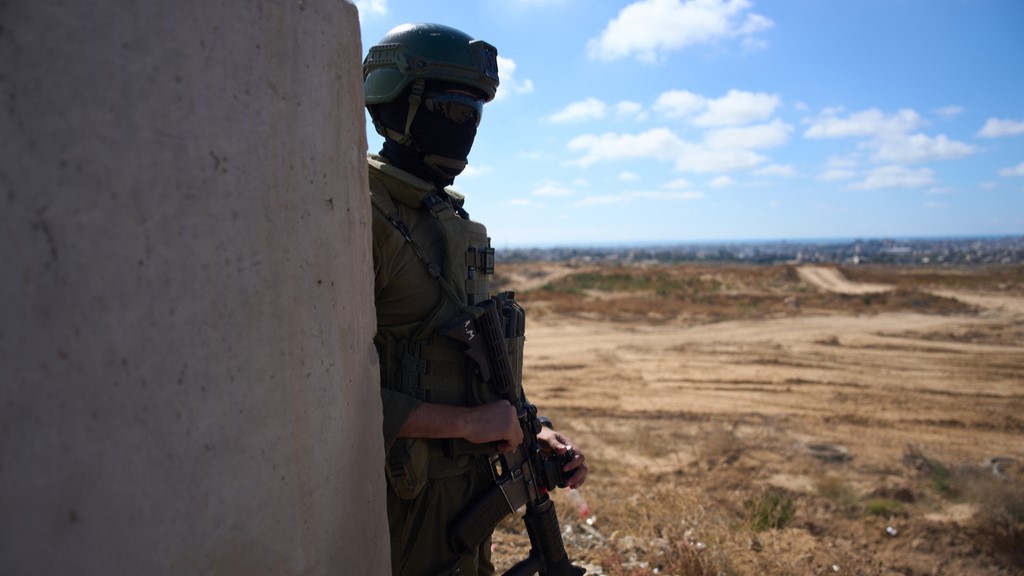 An Israeli soldier occupies a military position overlooking the so-called Yellow Line in the central Gaza Strip, Tuesday, May 26, 2026.