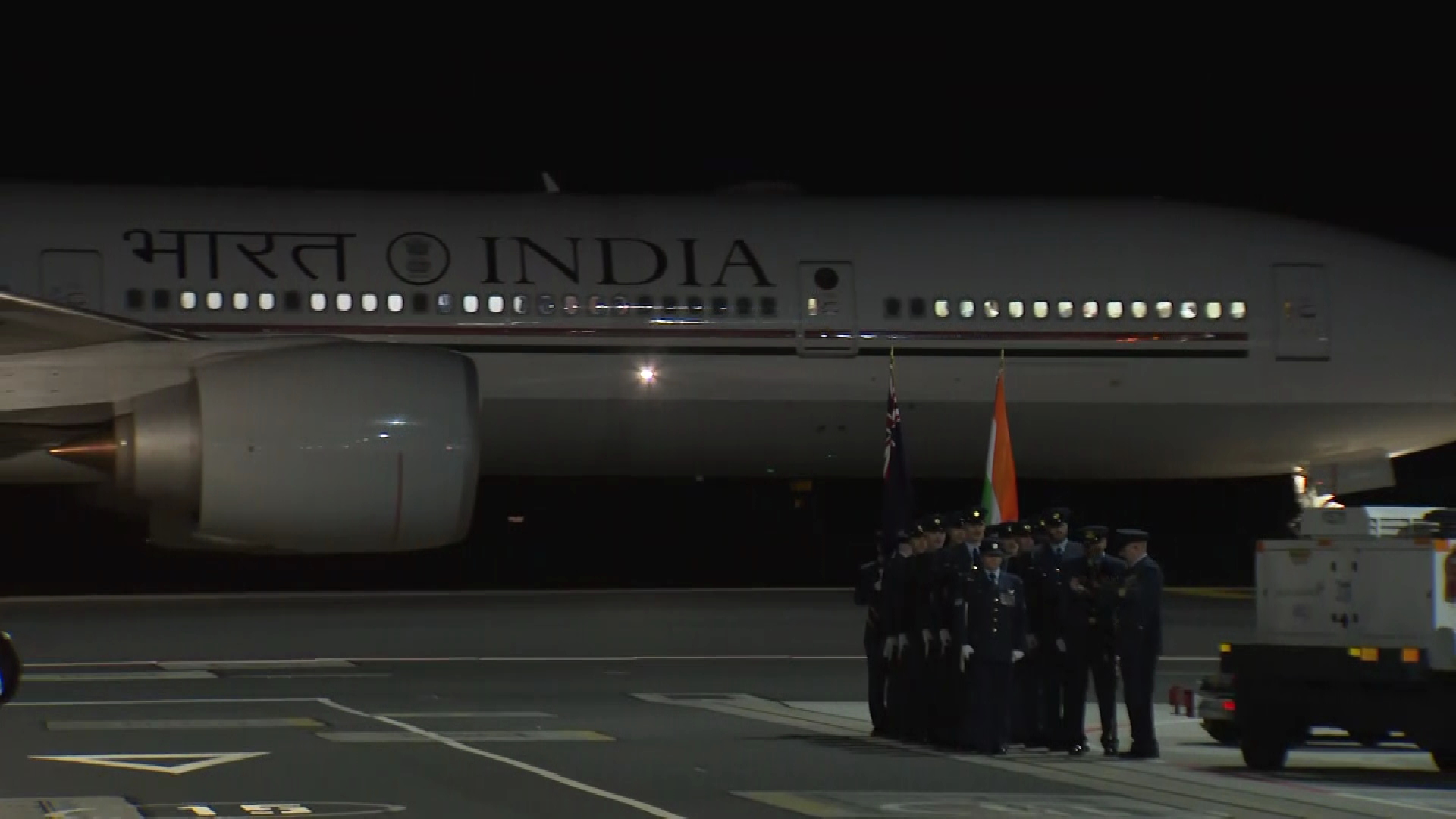 India One lands at Auckland International Airport on July 10, 2026.