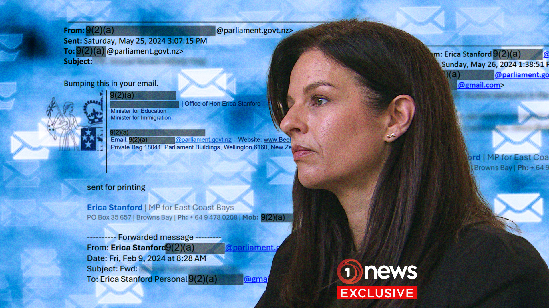 Erica Stanford is facing questions over her use of her personal email for government business. (Composite image by Vania Chandrawidjaja. (Composite image by Vania Chandrawidjaja - iStock/1News)