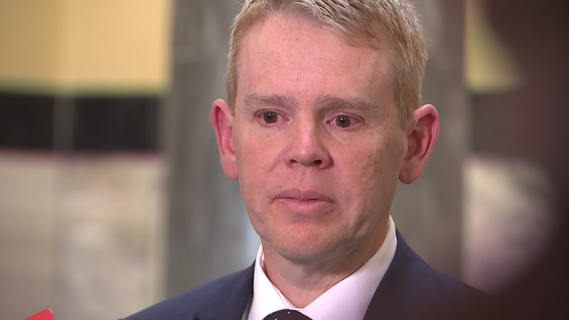 Chris Hipkins during an emotional press conference