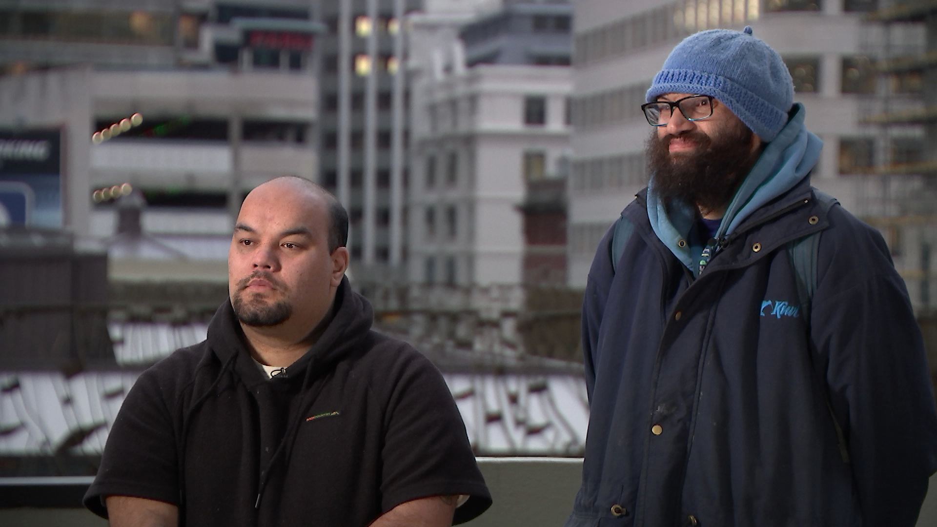 Former Wellington rough sleepers Brucey and Papa Smurf 