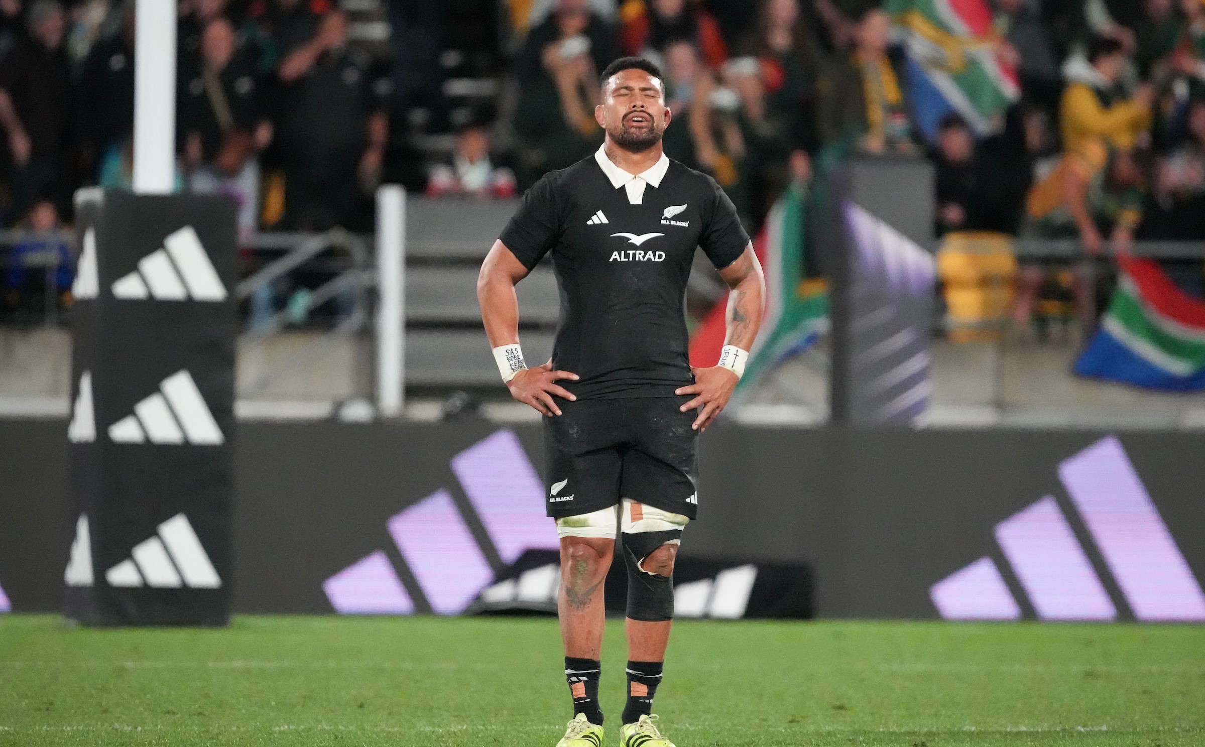 Ardie Savea reacts to the defeat in Wellington.