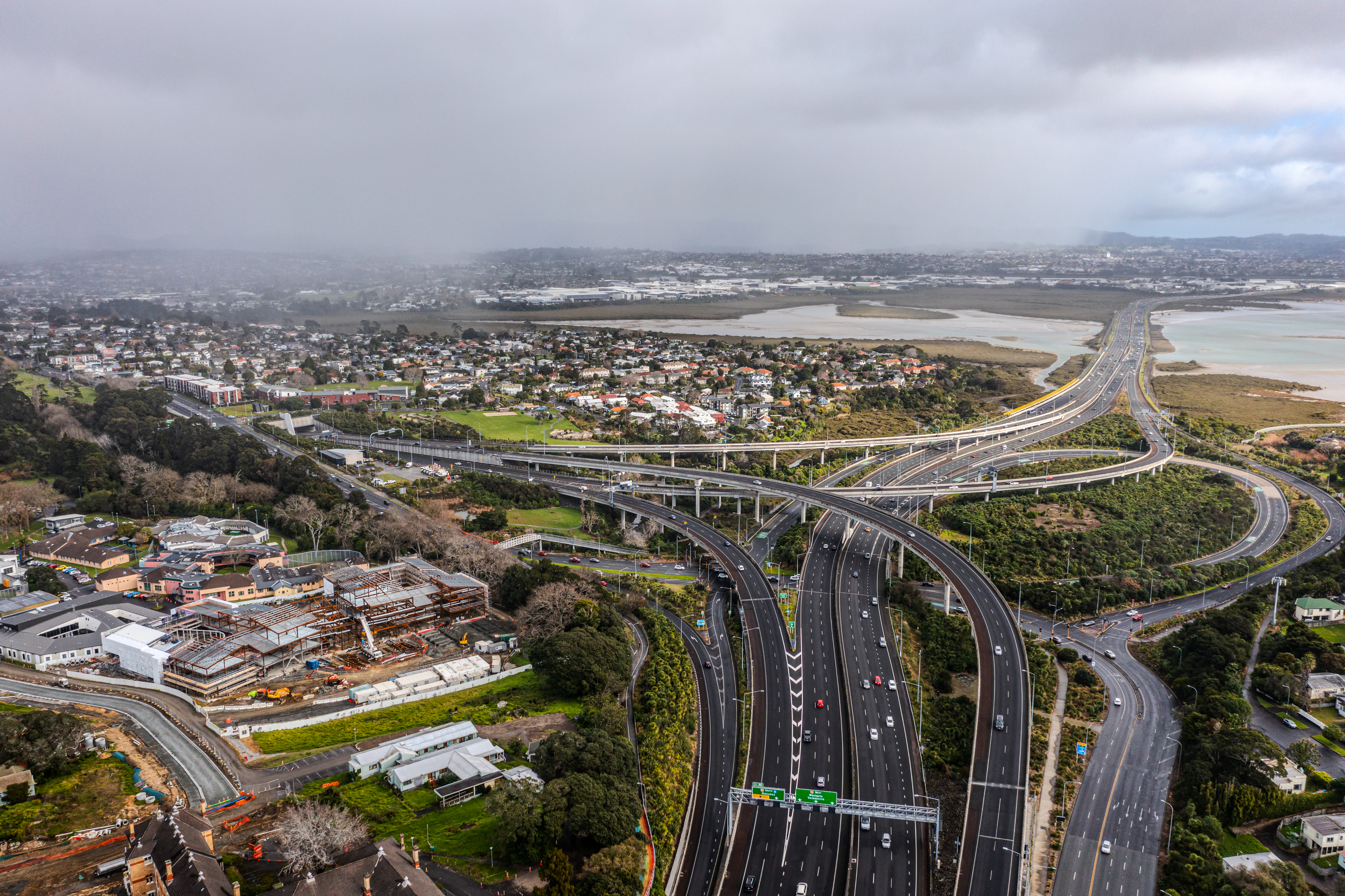 Waterview motorway interchange in Auckland.