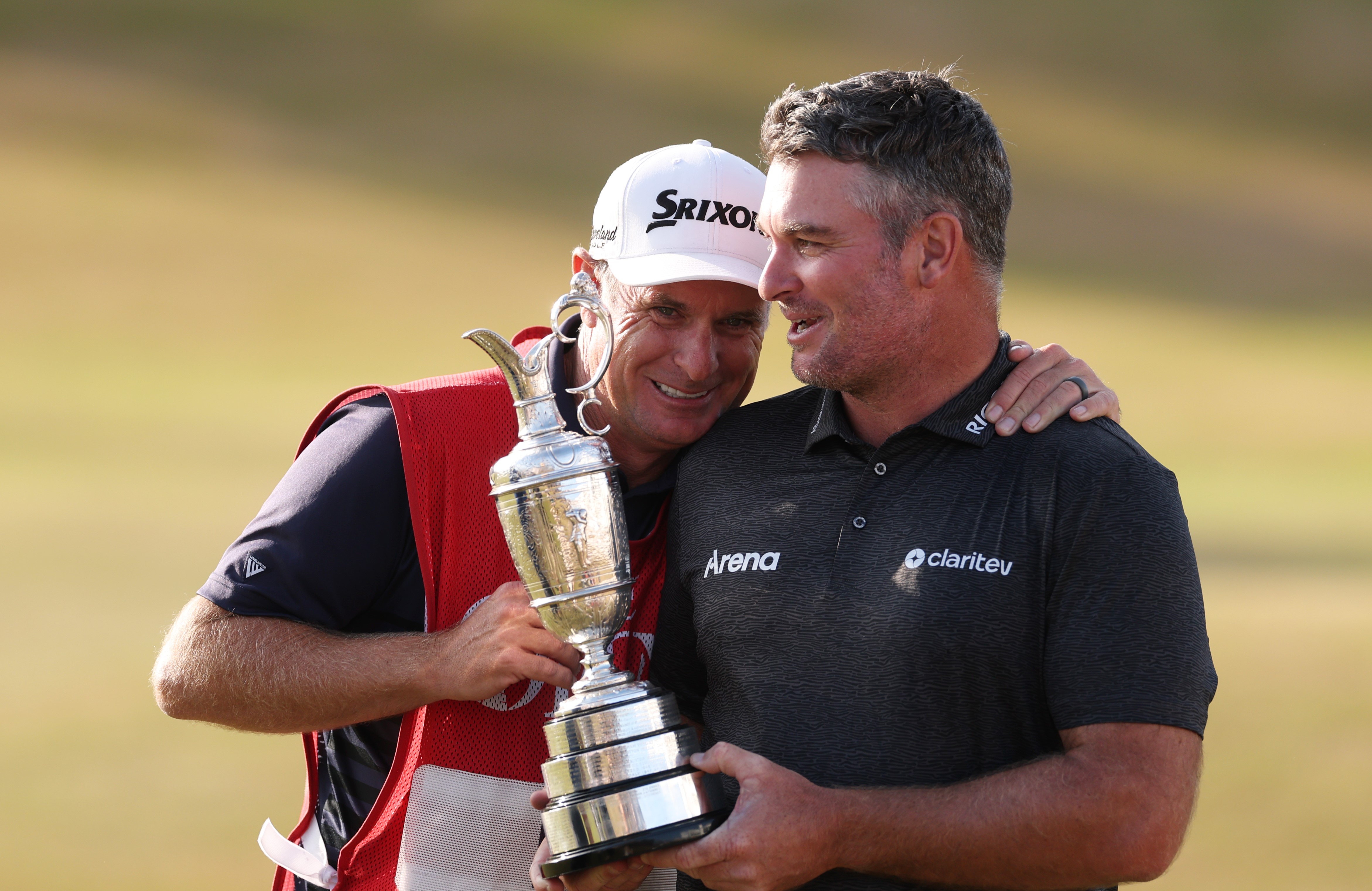 Ryan Fox and caddie Dean Smith celebrate victory.