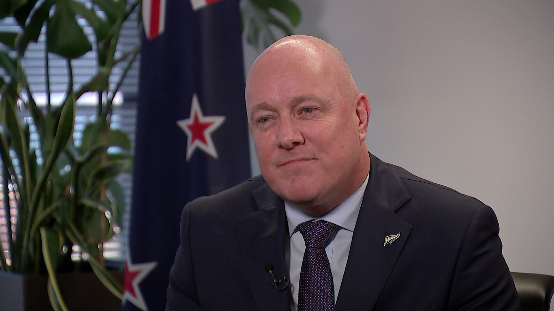 Prime Minister Christopher Luxon speaks to 1News' Maiki Sherman in December 2025.