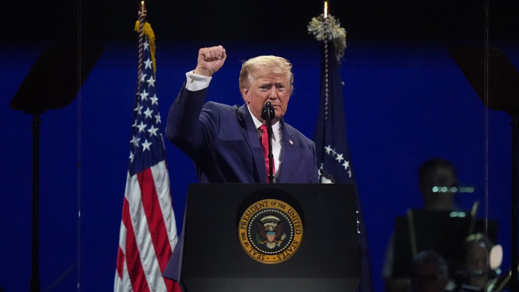 US President Donald Trump speaks at Salute to America, an Independence Day event honouring the nation's 250th anniversary.
