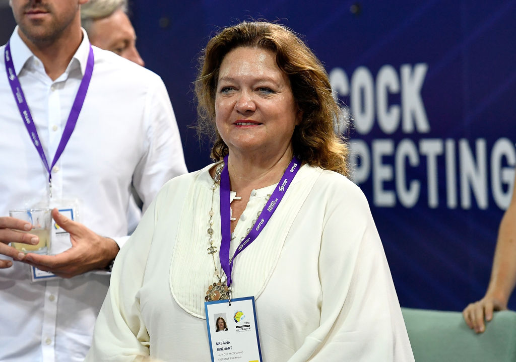 Gina Rinehart is seen watching on during the 2018 Australia Swimming National Trials.