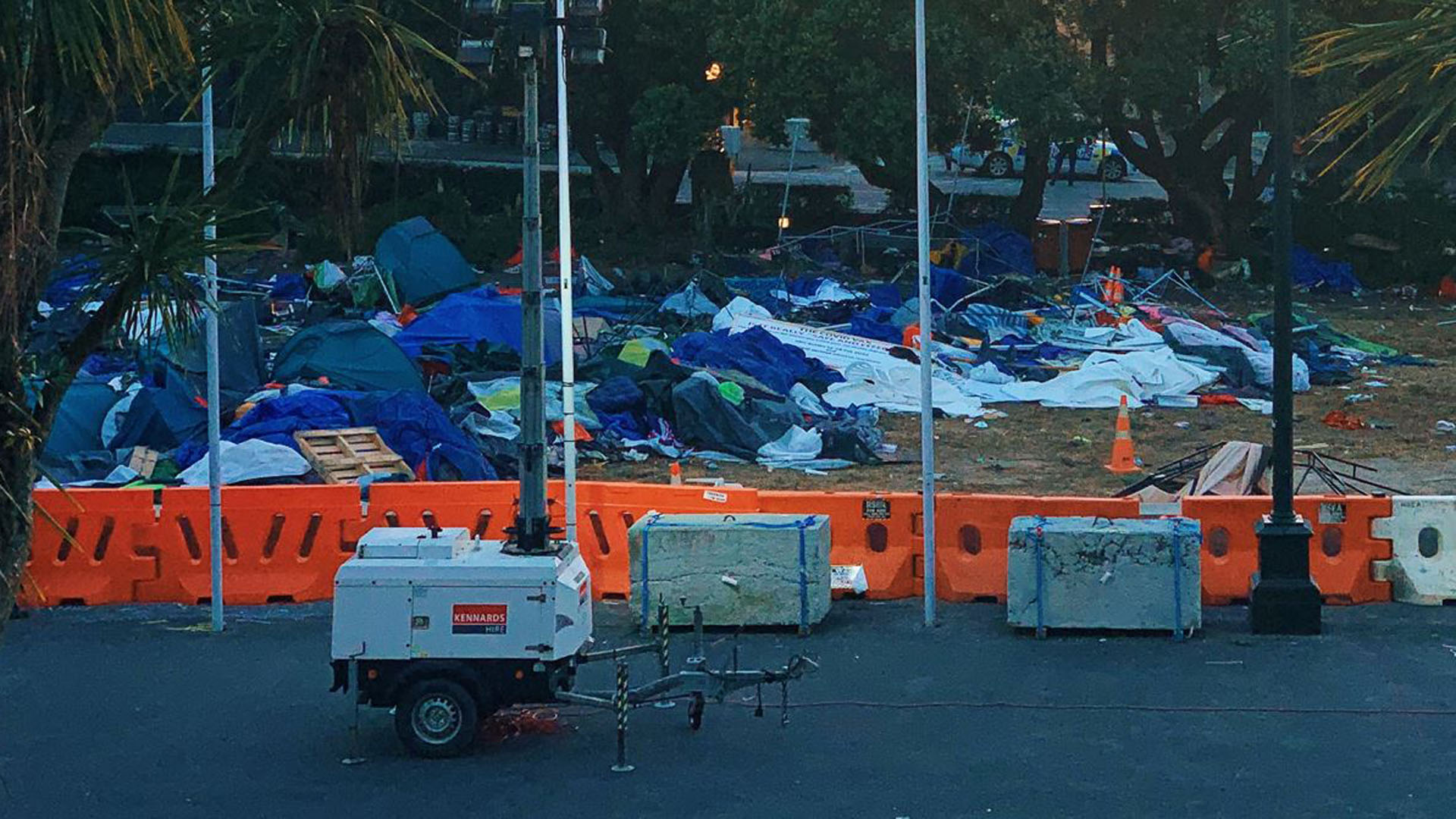 Debris strewn across Parliament's grounds on Thursday, March 3 after the end of the protest.