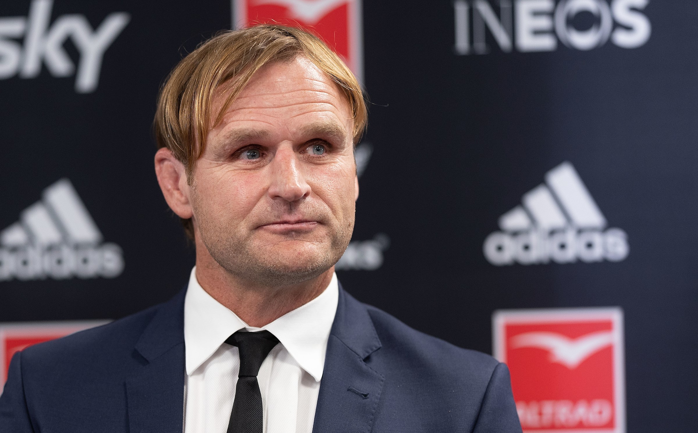 Scott Robertson, pictured at New Zealand Rugby headquarters in March after it was announced he would take over from Ian Foster.