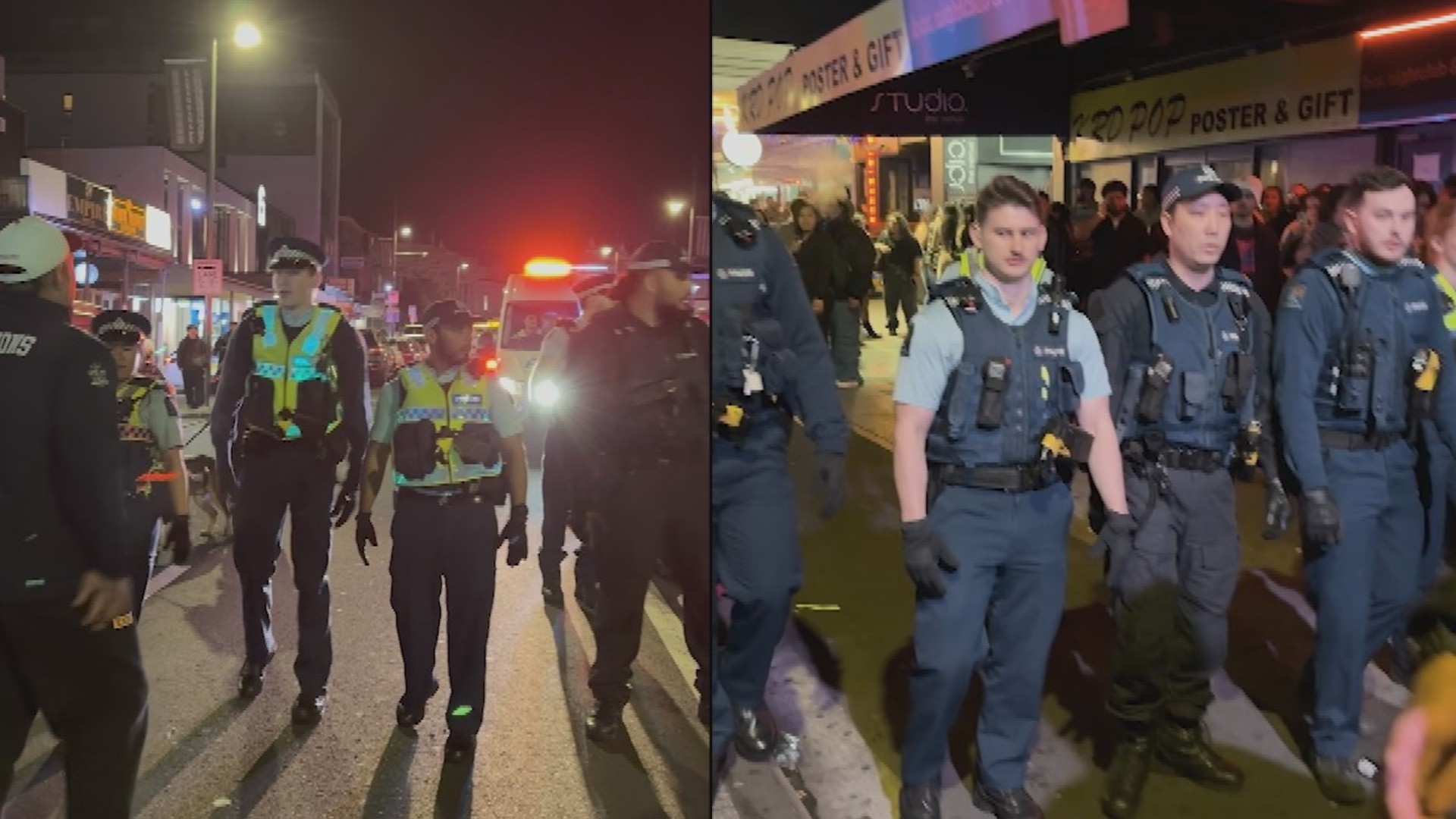 Police officers at the scene on Auckland's Karangahape Rd. 
