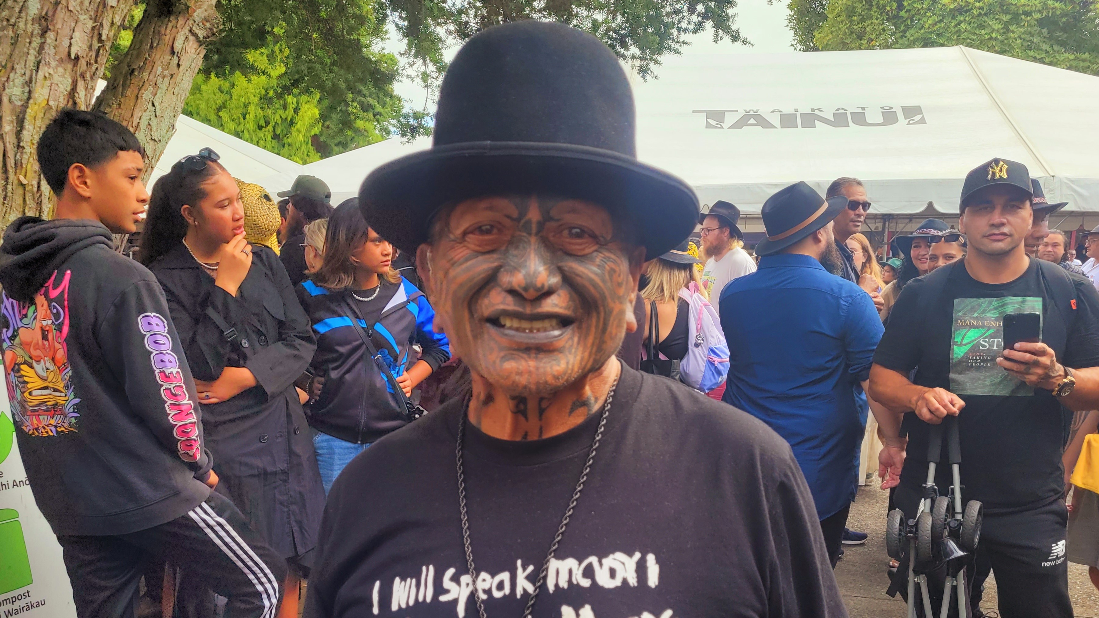 Veteran Māori activist Tama Iti was there for the vibrations. 