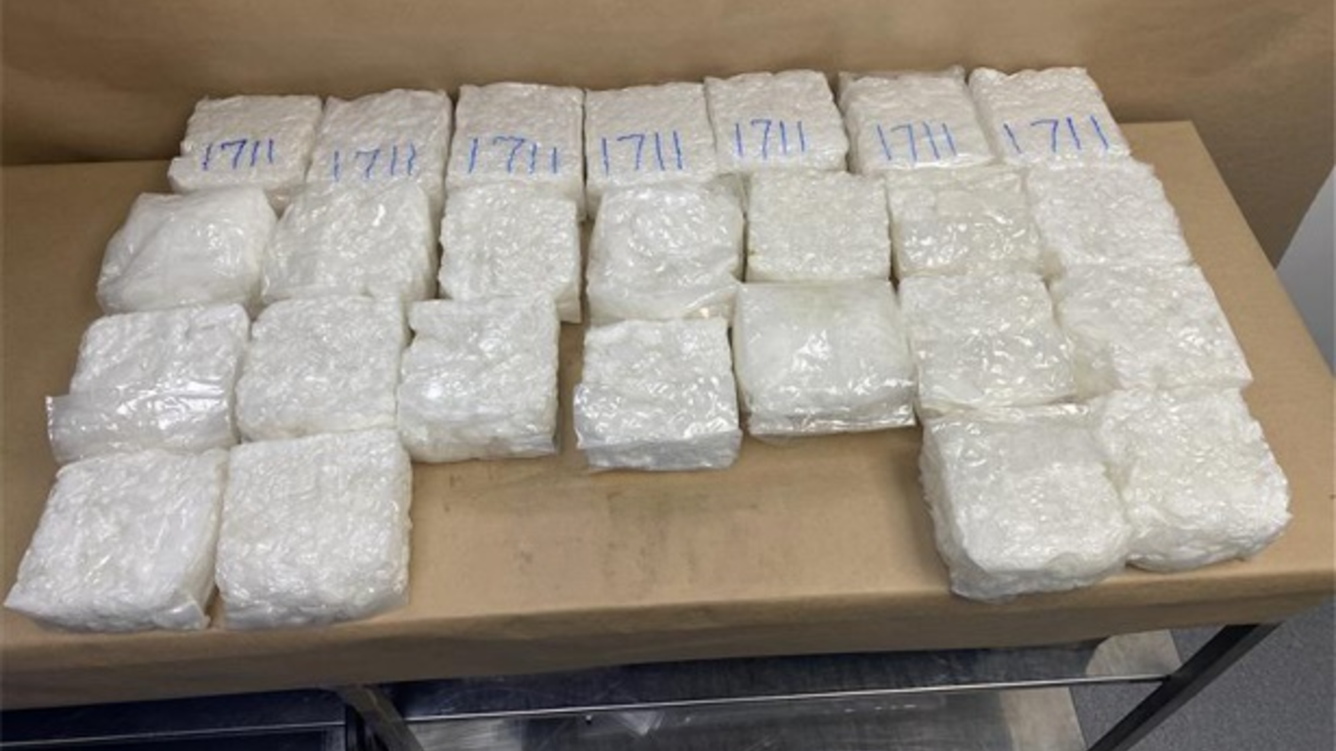 A seized shipment of methamphetamine. 