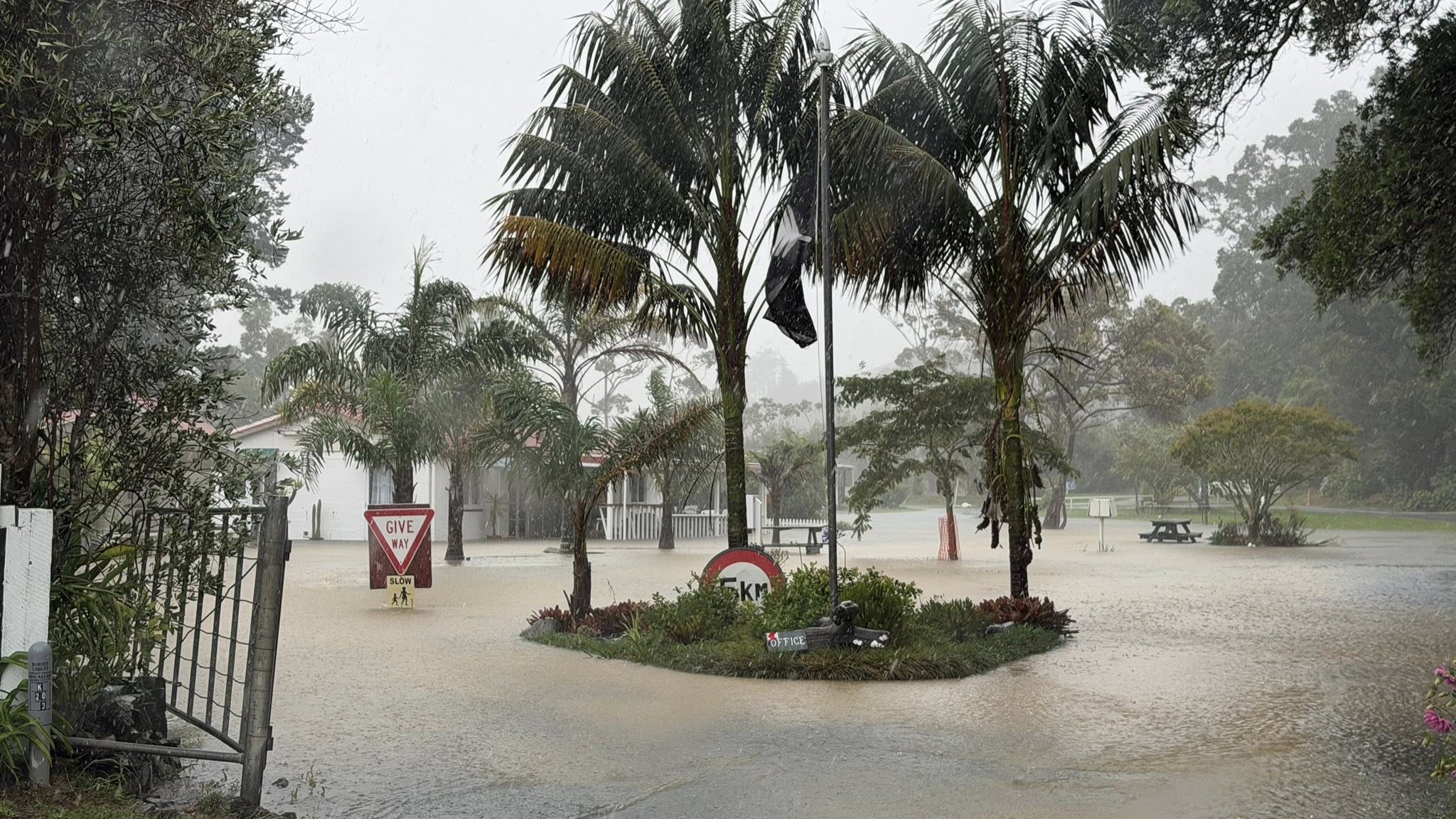The entrance to a campground in Whitianga.