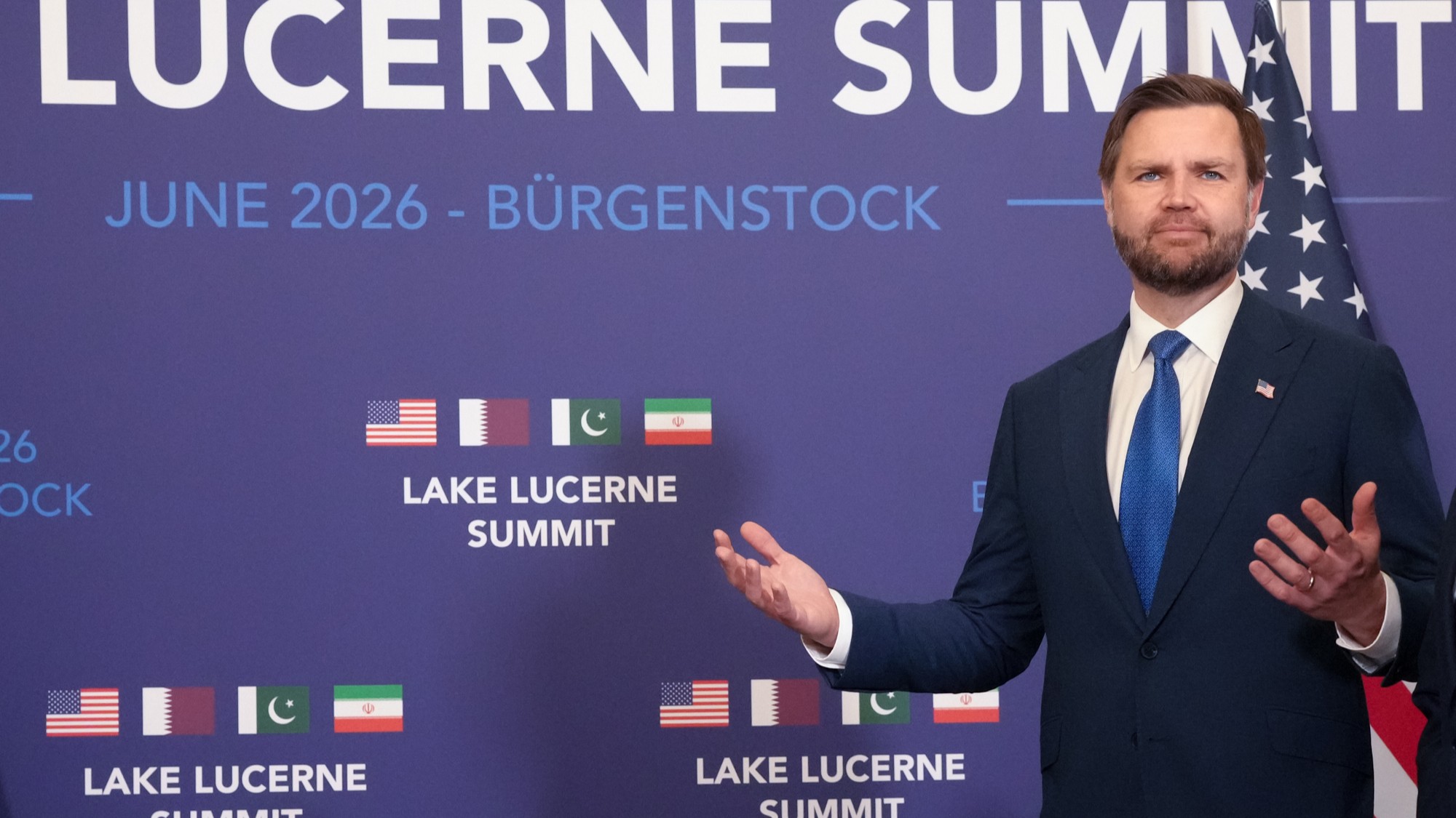 U.S. Vice President JD Vance waits to meet with Pakistan's Prime Minister Shehbaz Sharif during high-level talks aimed at advancing a deal to end the Middle East conflict.