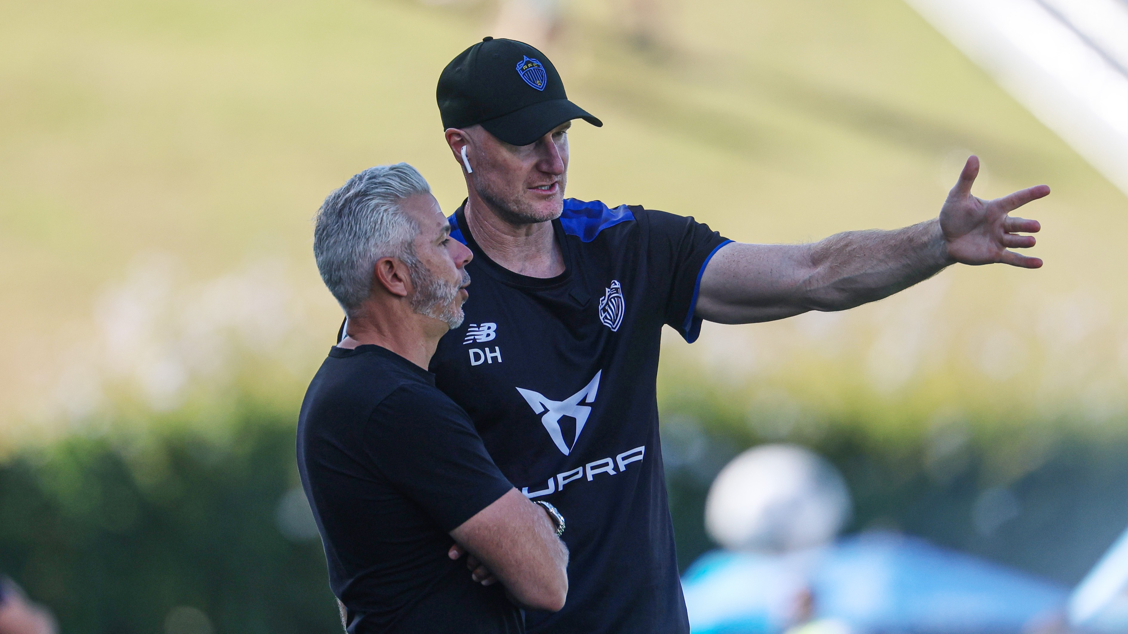 Auckland FC's coach Steve Corica (left) and Assistant coach Danny Hay (right).