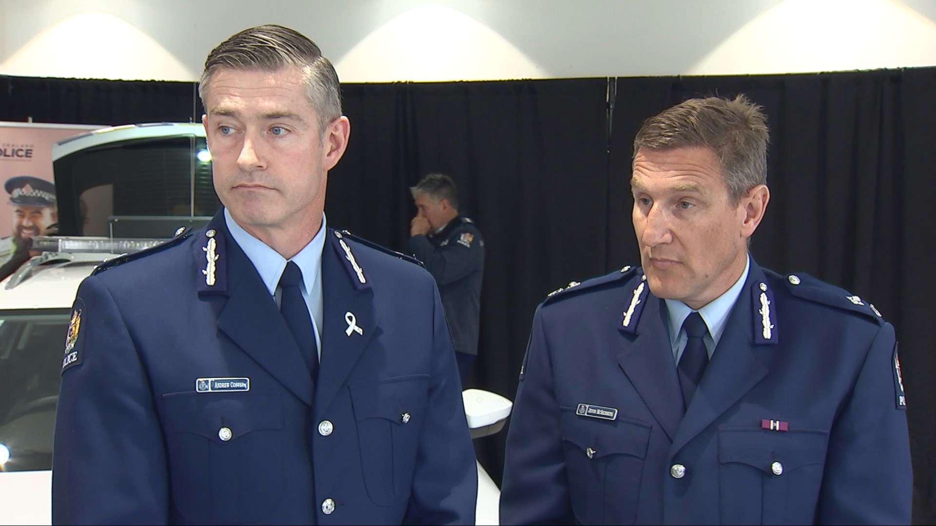 Andrew Coster (left) and Jevon McSkimming (right) pictured at a police event in 2021.
