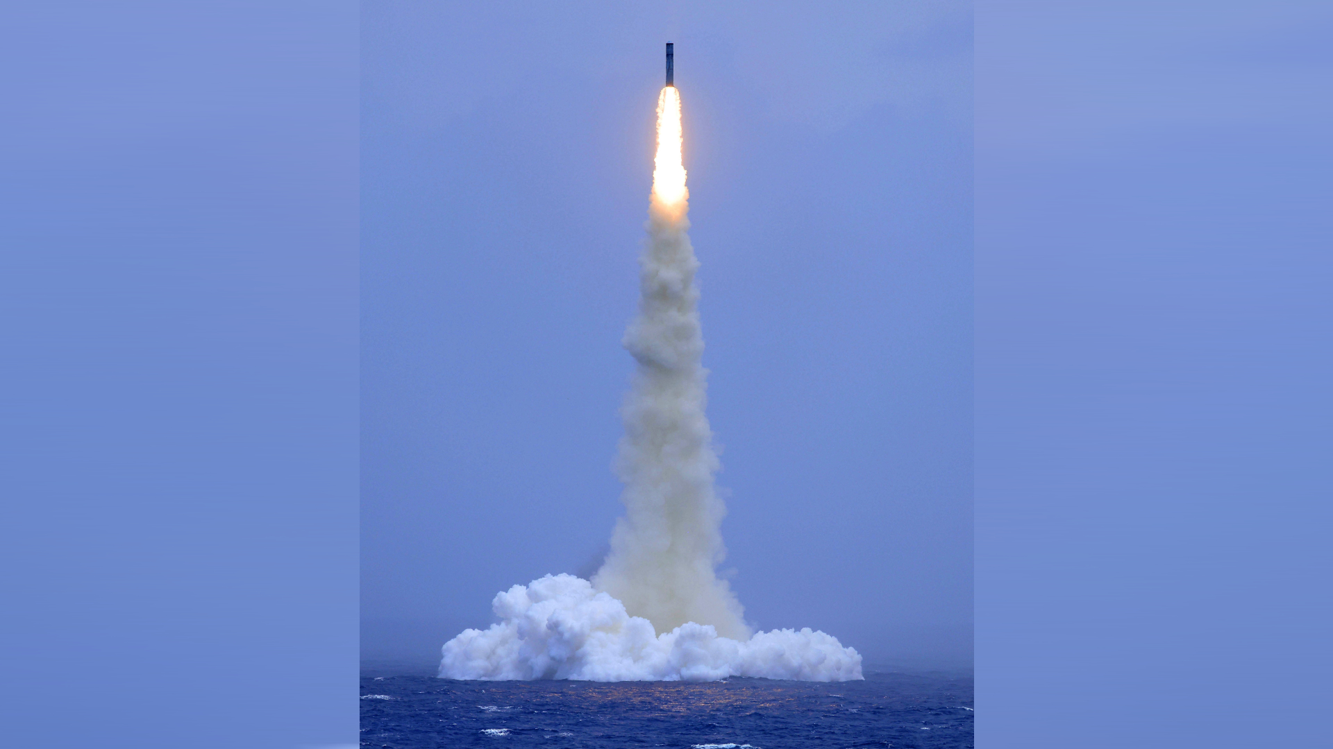 This photo released by Xinhua News Agency, shows a test of a long-range ballistic missile launched from a Chinese nuclear-powered submarine in the South Pacific on Monday, July 6, 2026.
