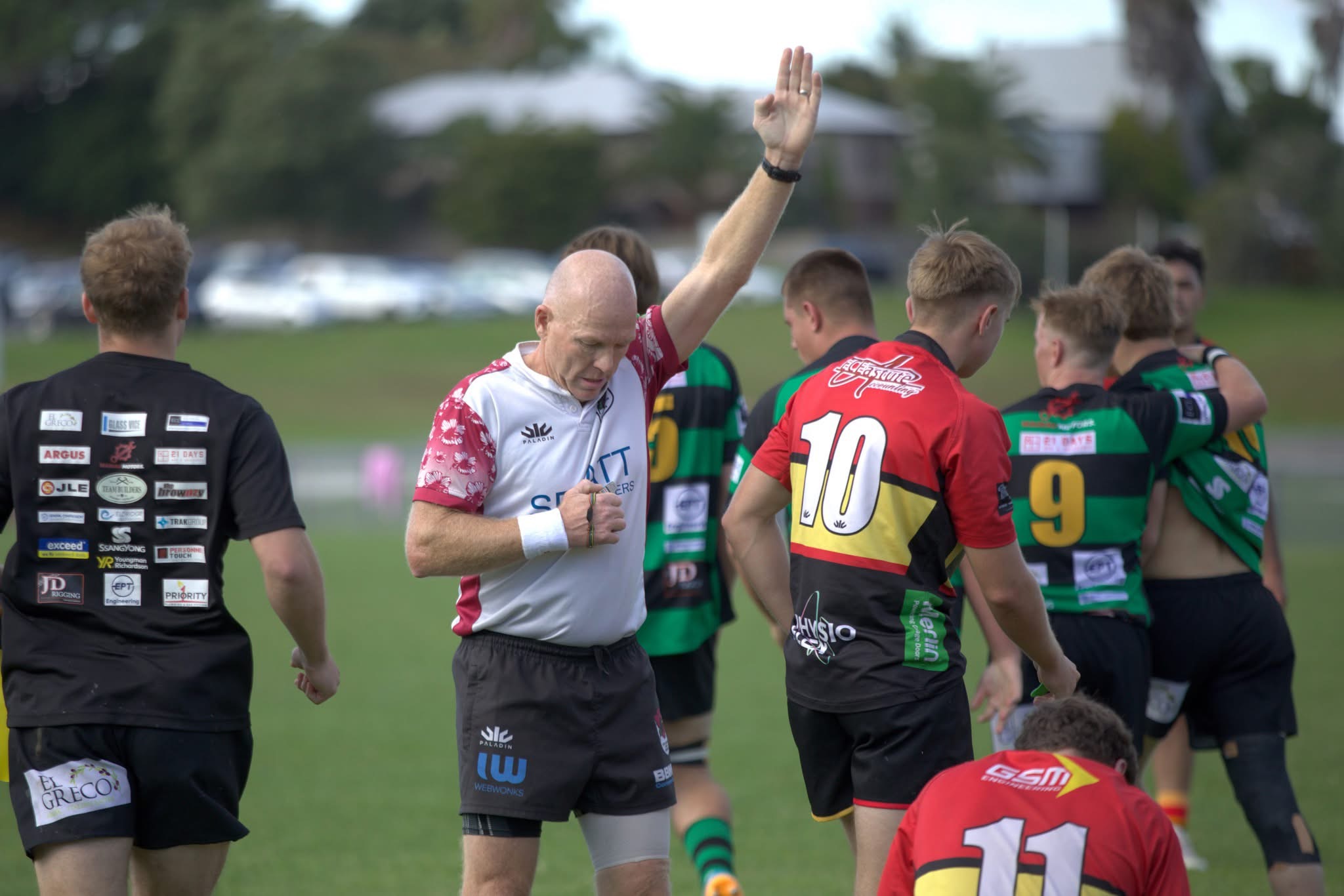 A North Harbour referee during a game. 