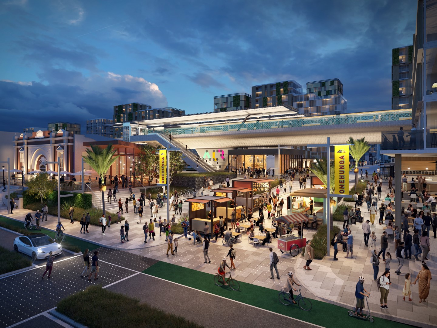 Onehunga light rail station render.