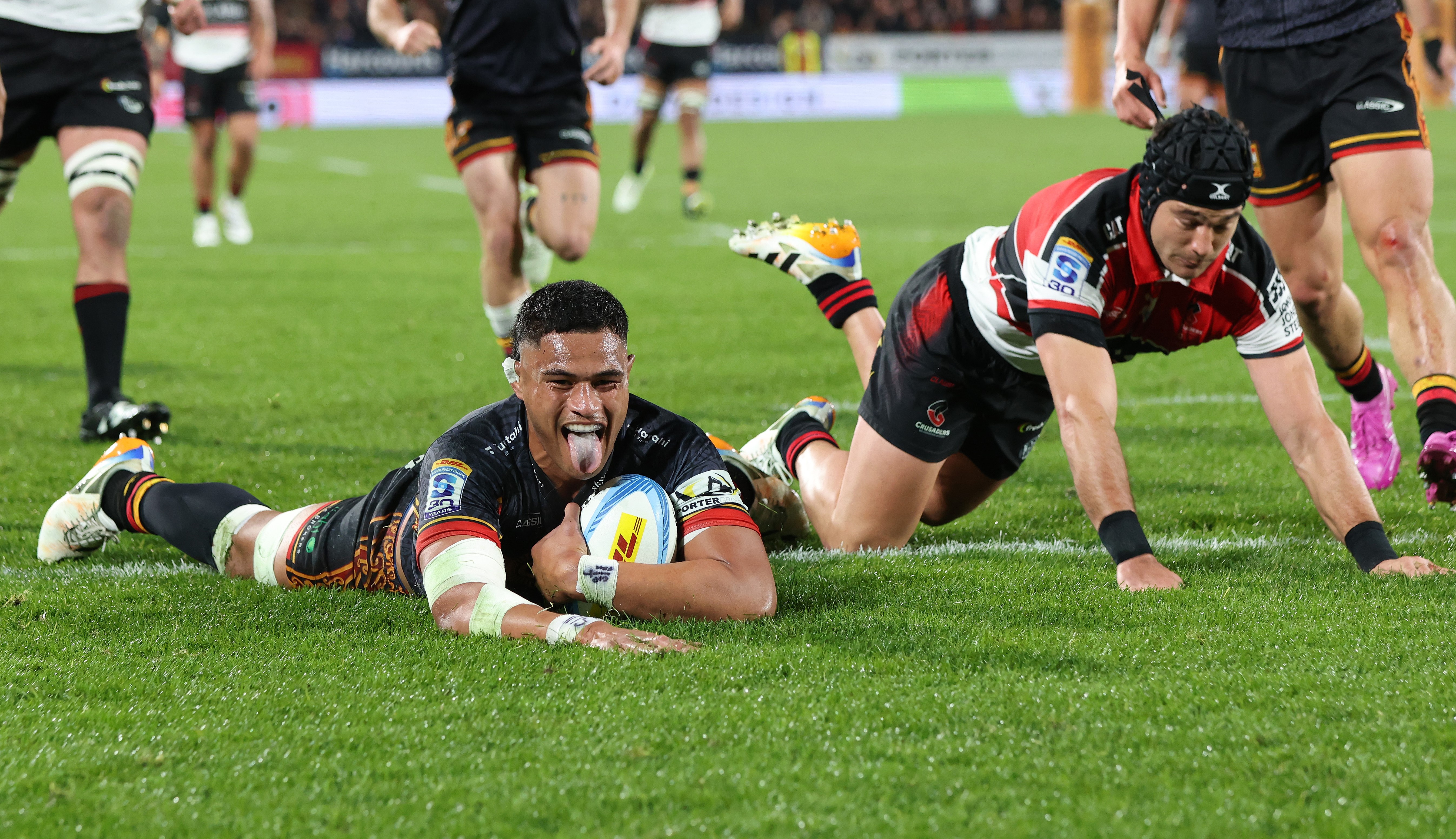 Lock Tupou Vaa'i scores for the Chiefs against the Crusaders in June.