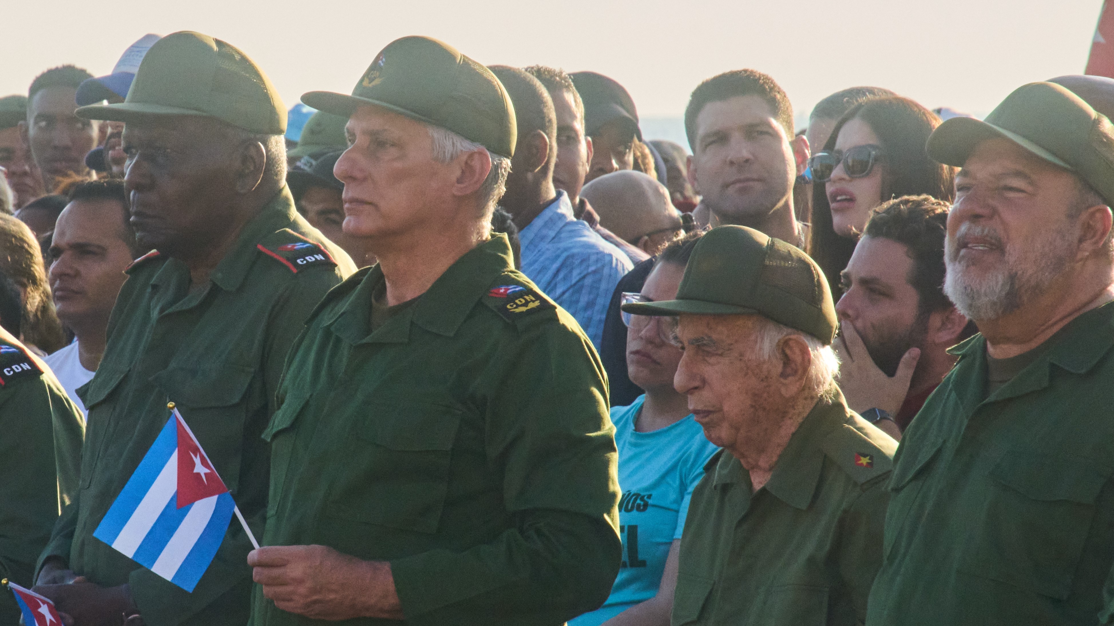 President Díaz-Canel (second left) faces US-imposed sanctions, alongside relatives of former President Raúl Castro (second right).