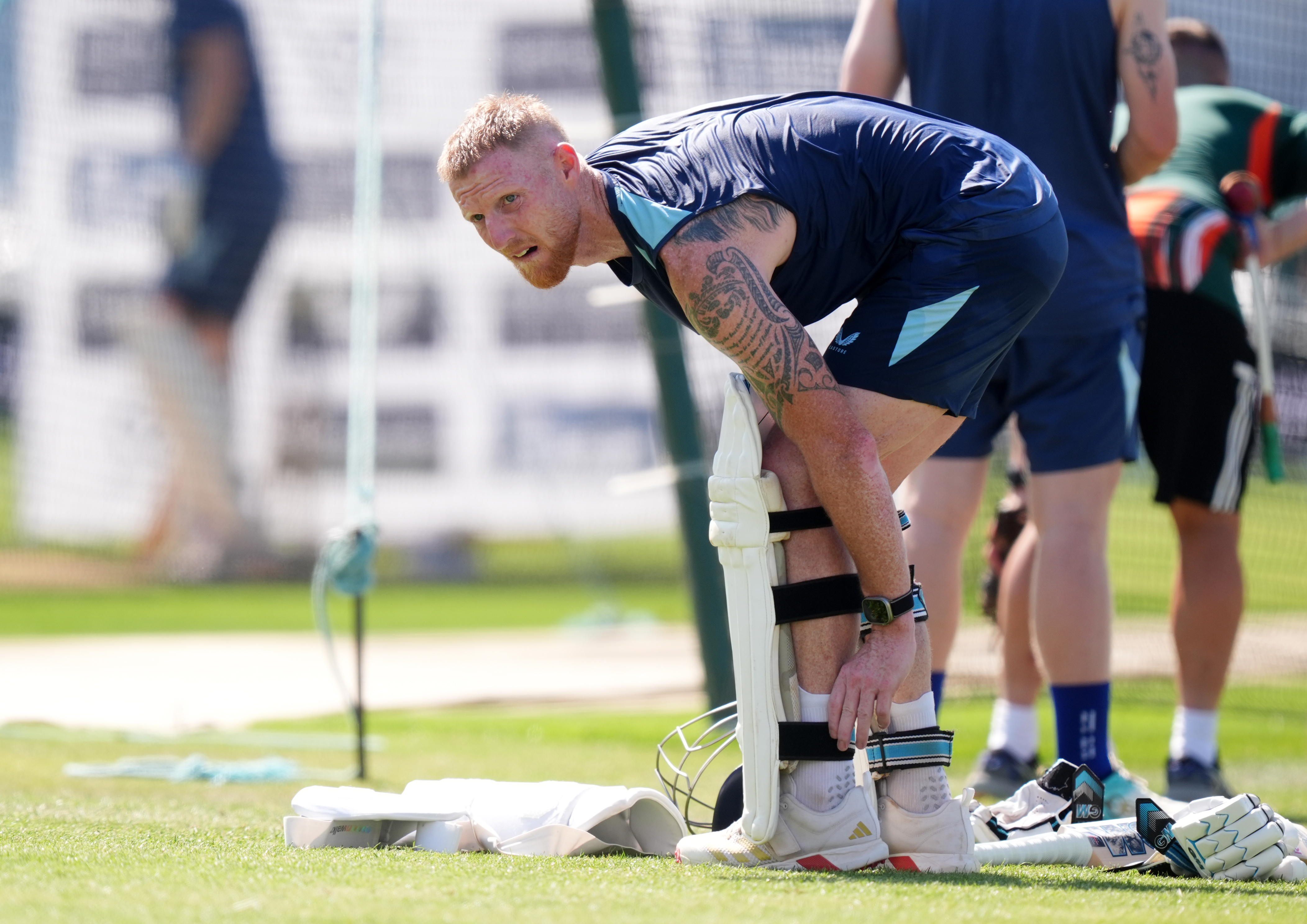 England's Ben Stokes prepares for a nets session at Trent Bridge Cricket Ground, ahead of the third cricket test match against New Zealand, in Nottingham, England.