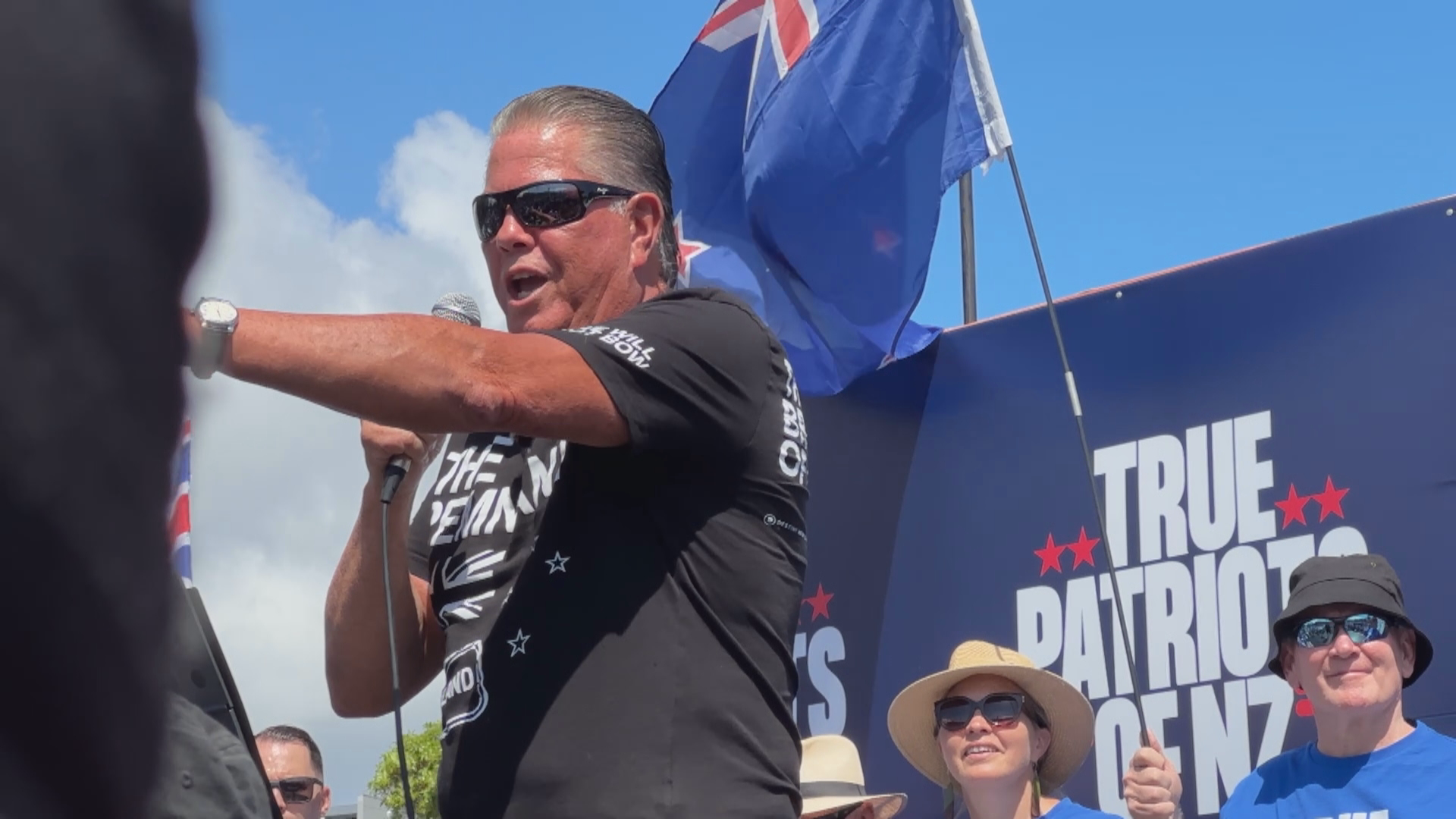 Brian Tamaki addresses a rally in Auckland in January.
