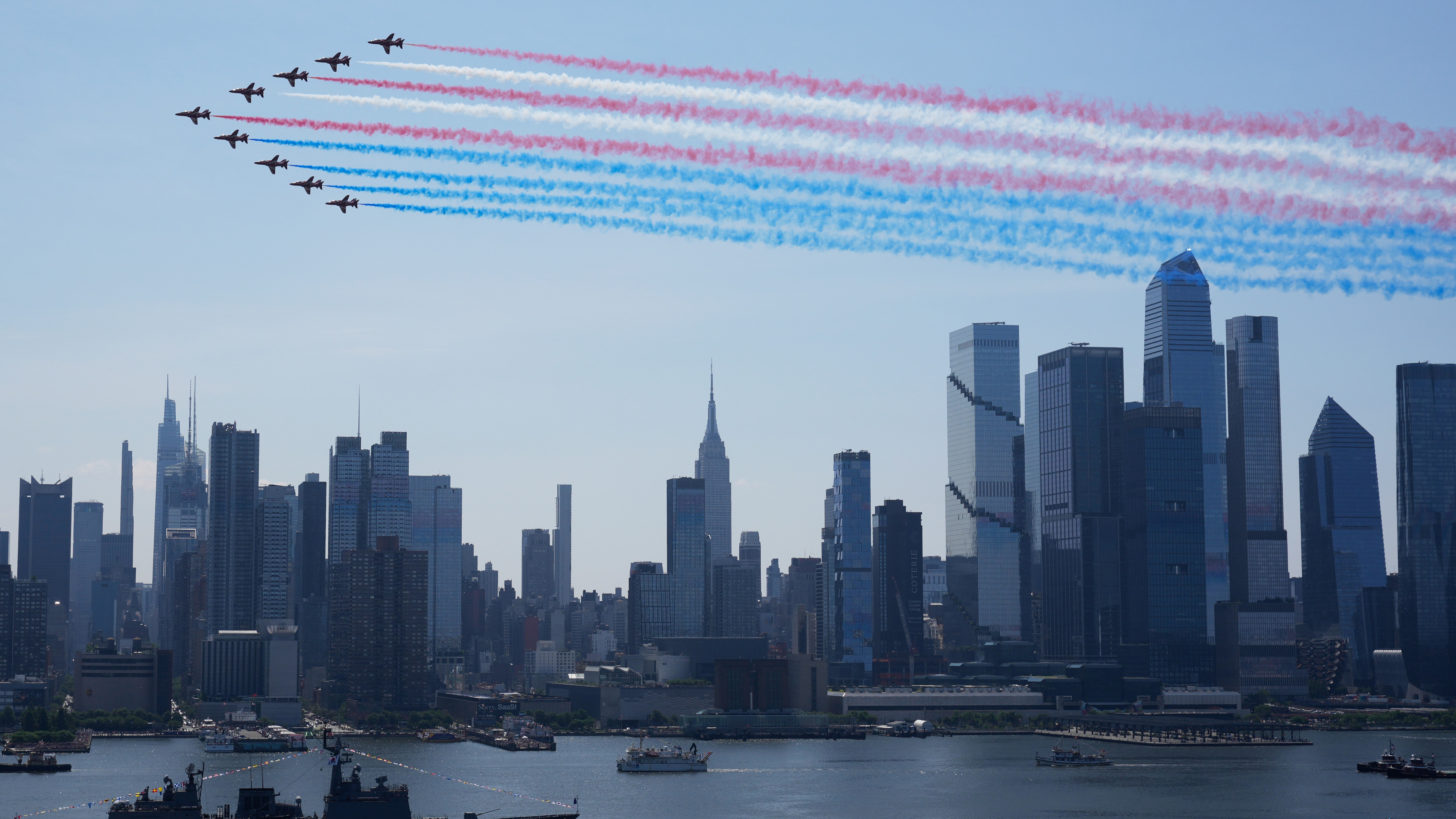 The US military performed a flyover of the Hudson River in NYC.