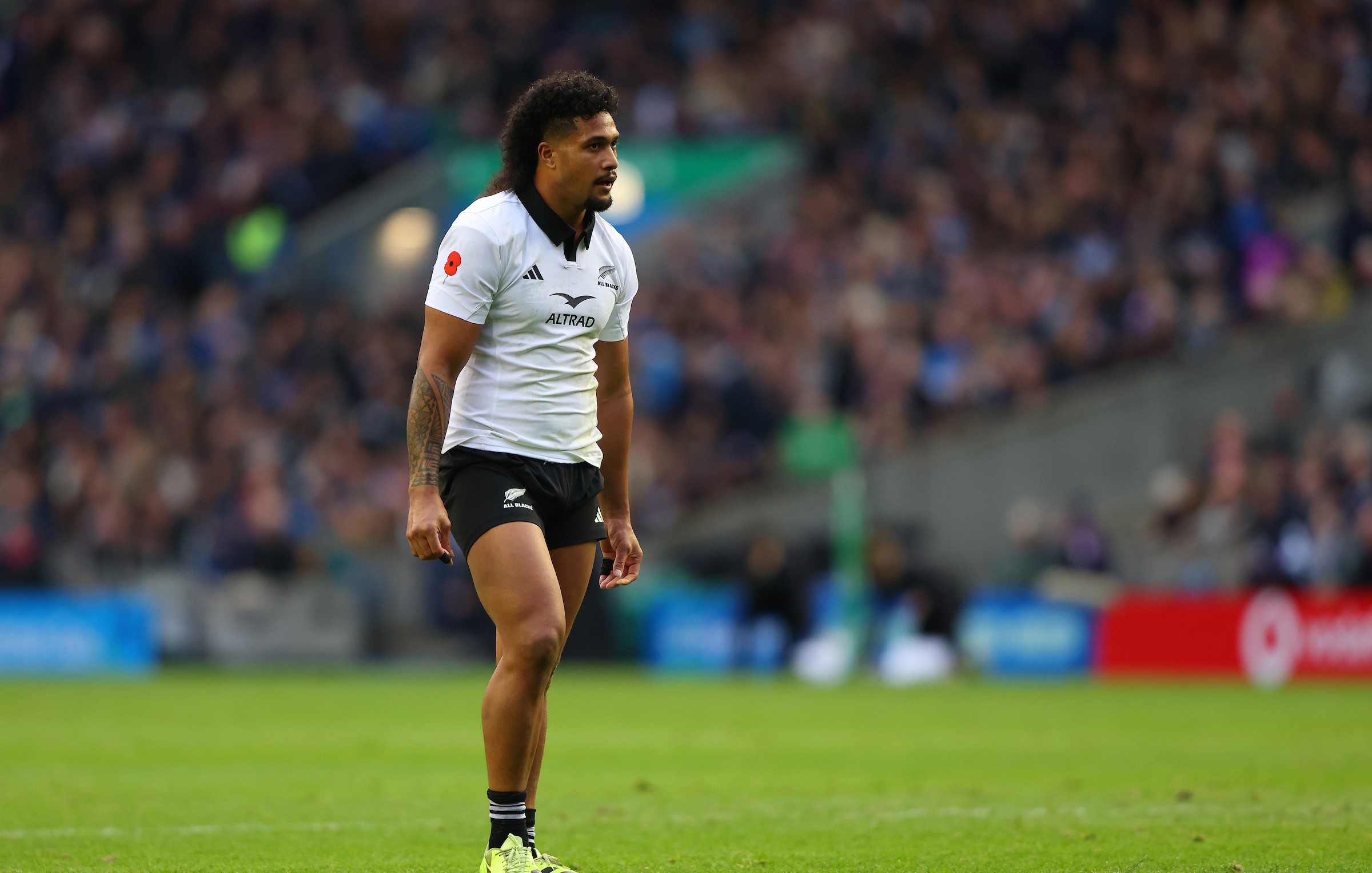 Leicester Fainga'anuku surveys his options for the All Blacks against Scotland at Murrayfield.