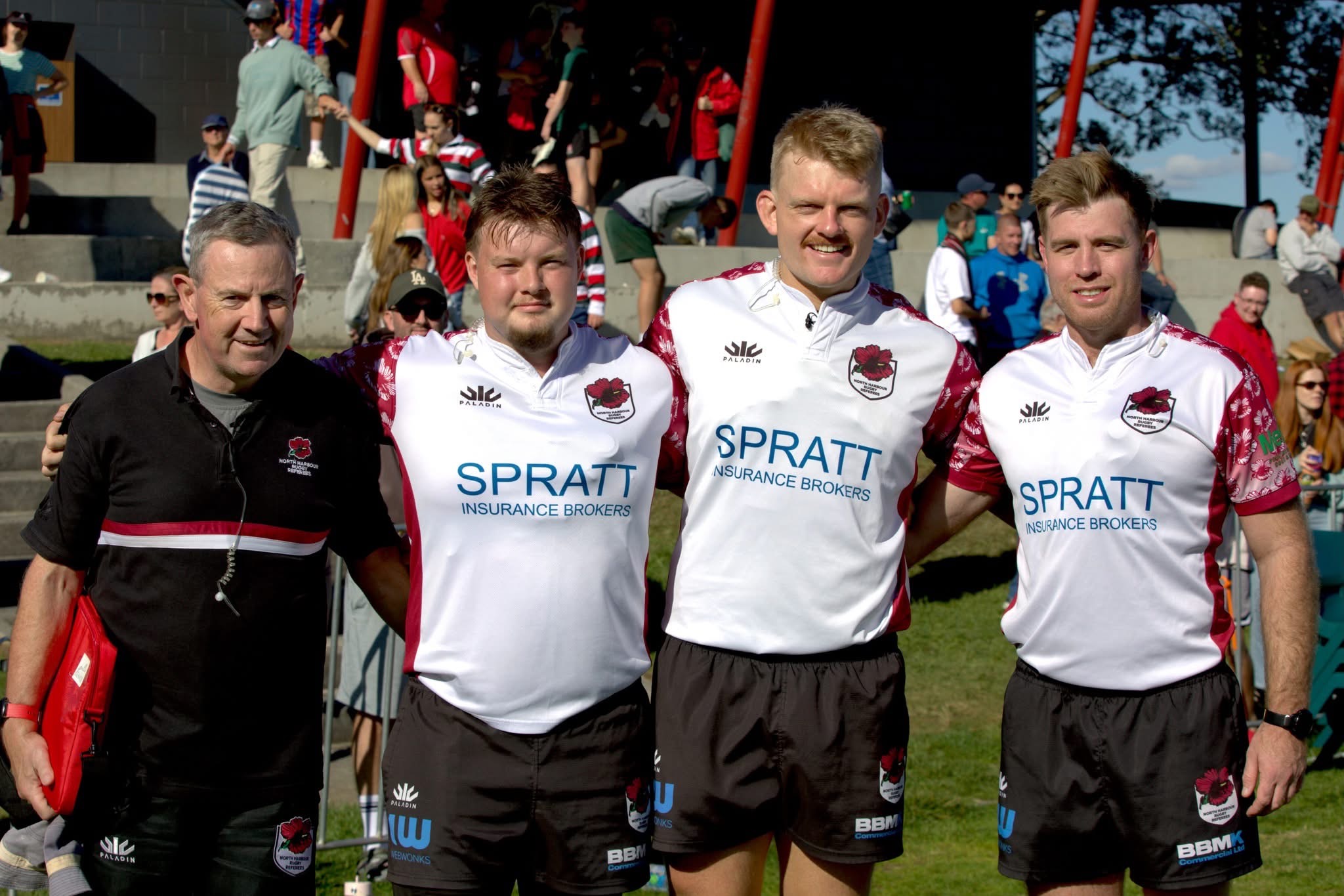 Caleb Greaves, second from left at a game. 